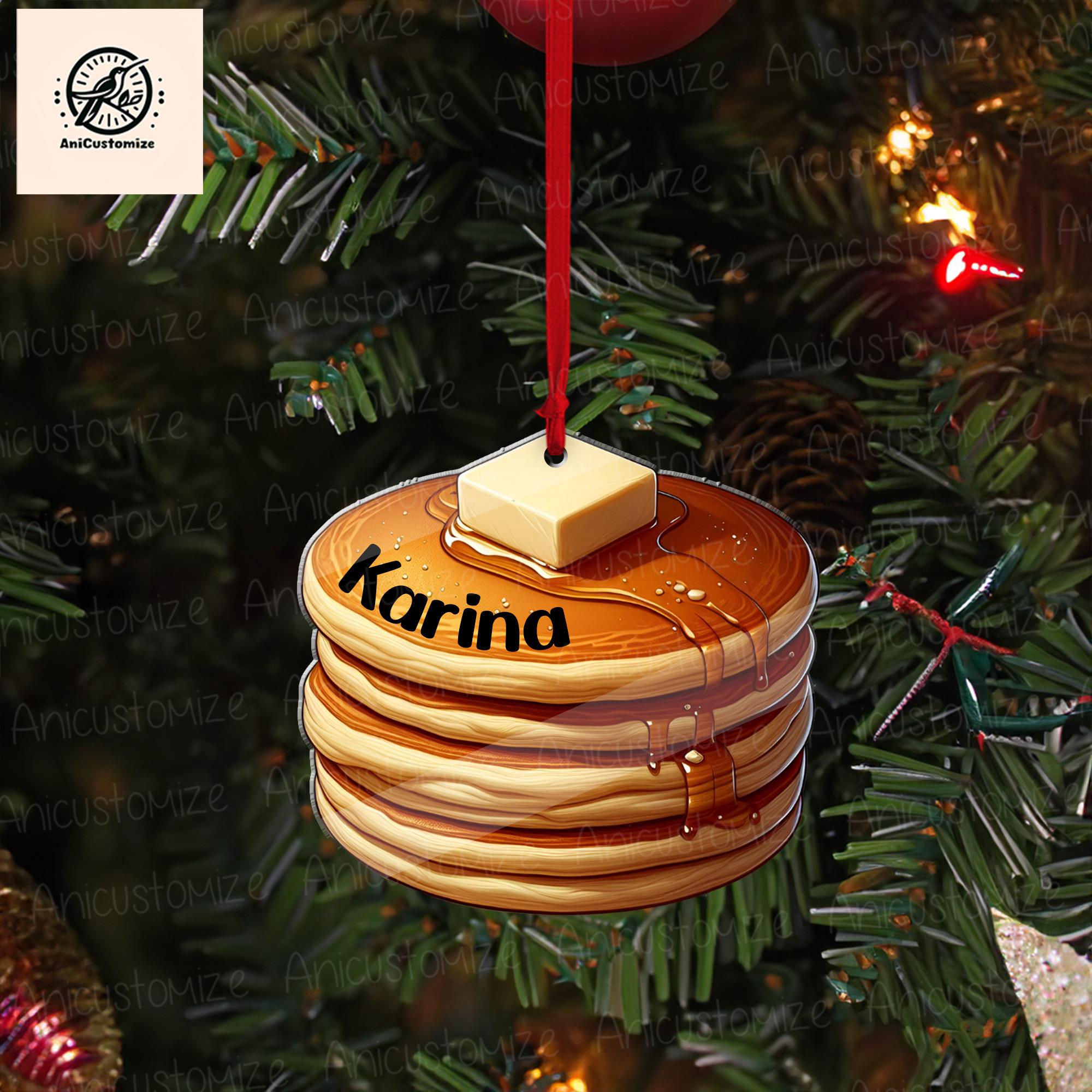 Personalized Pancake Ornament, 2D FLAT Christmas Ornament, Breakfast Food Foodie Lover Food Christmas Ornament, Funny Ornament Gift