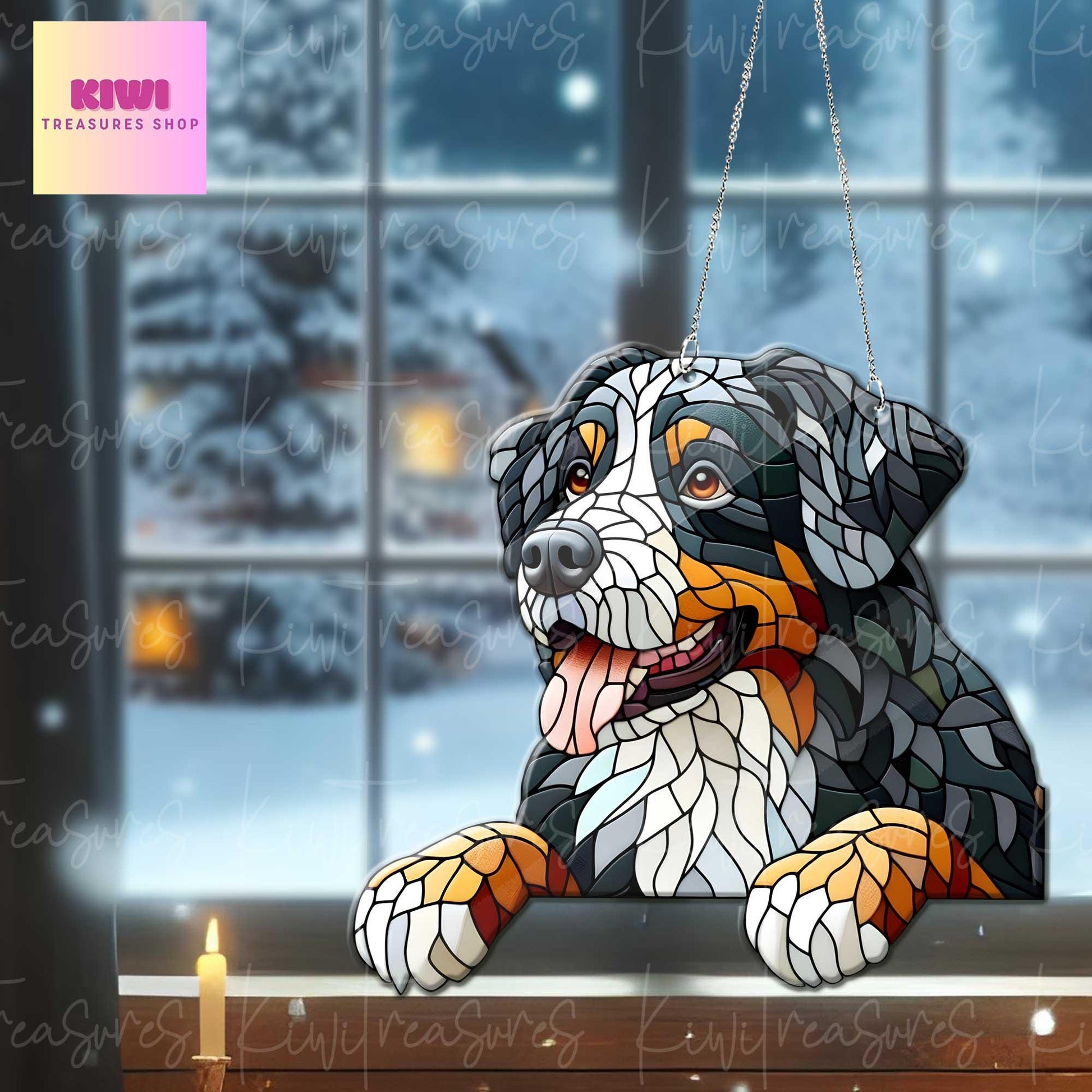 Bernese Mountain peeking Acrylic Window Hanging, dog Mom gift, NOT Suncatcher, Cute dog, memorial gift, bernese mountain lover