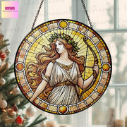 Artemis GLASS suncatcher Decor, Greek Goddess Artemis Protection Charm Home decoration, Artemis  window decor, Christmas gift