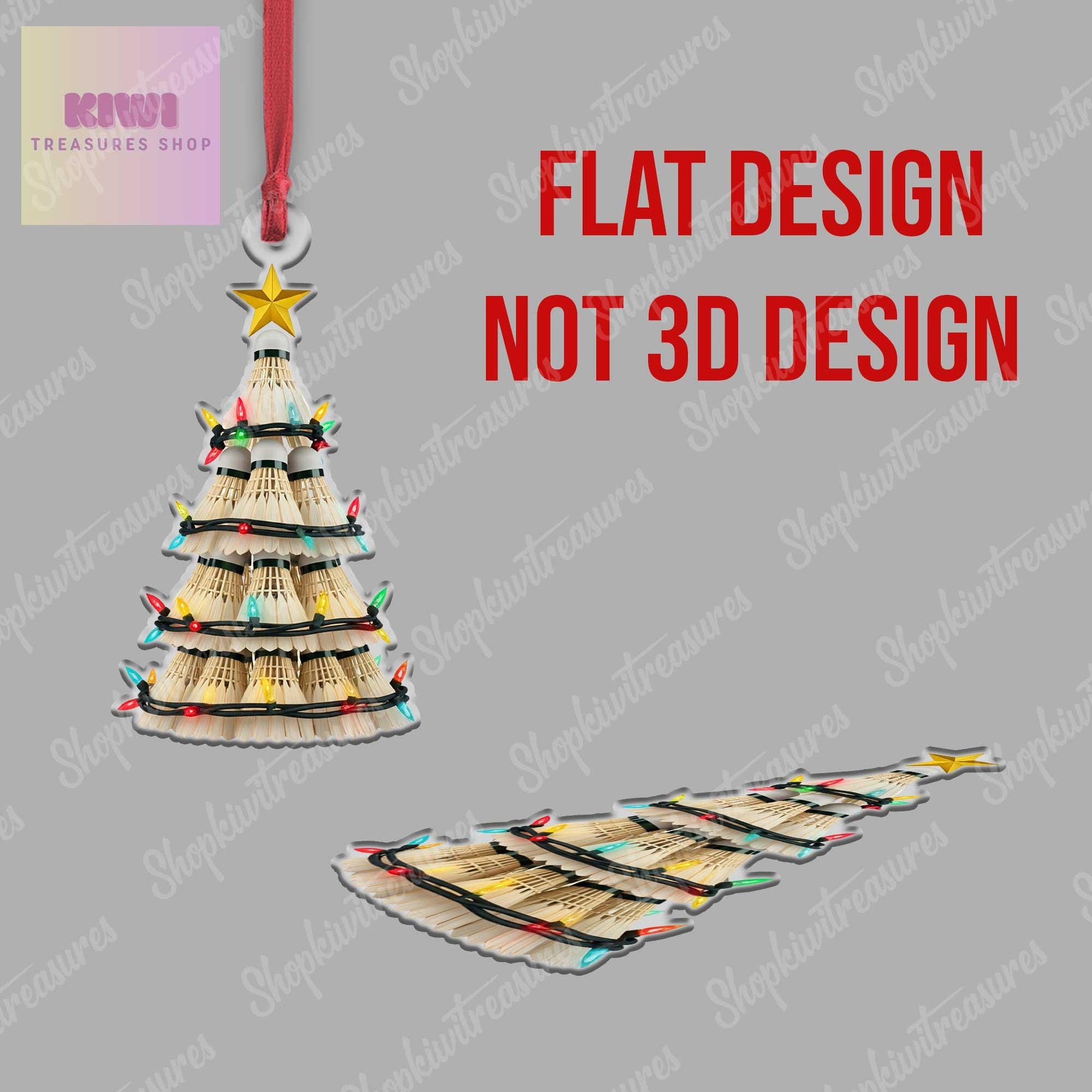 Badminton Christmas tree Ornament, 2d FLAT Badminton ornament, Badminton  ornament, gift for her, sport lover gift
