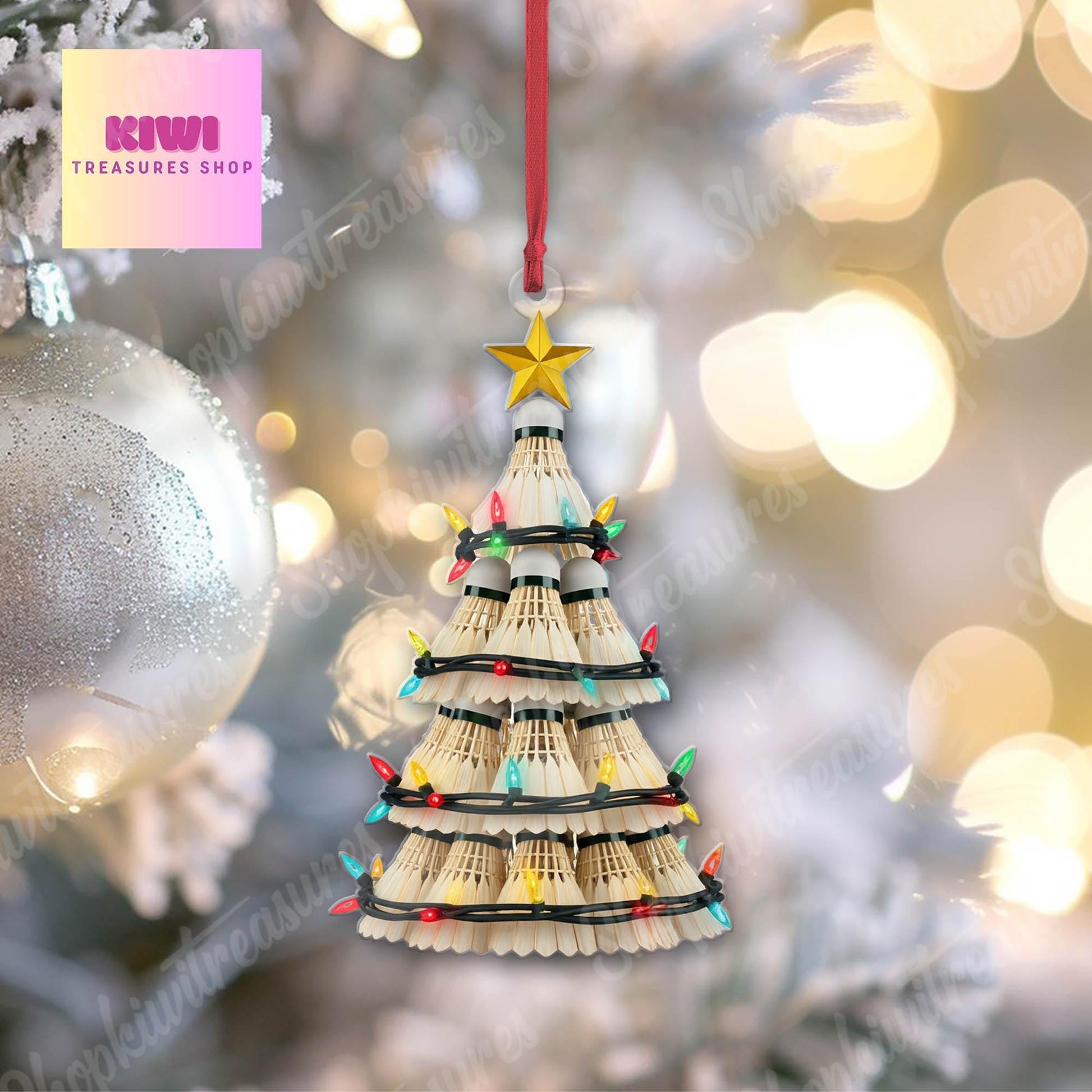 Badminton Christmas tree Ornament, 2d FLAT Badminton ornament, Badminton  ornament, gift for her, sport lover gift