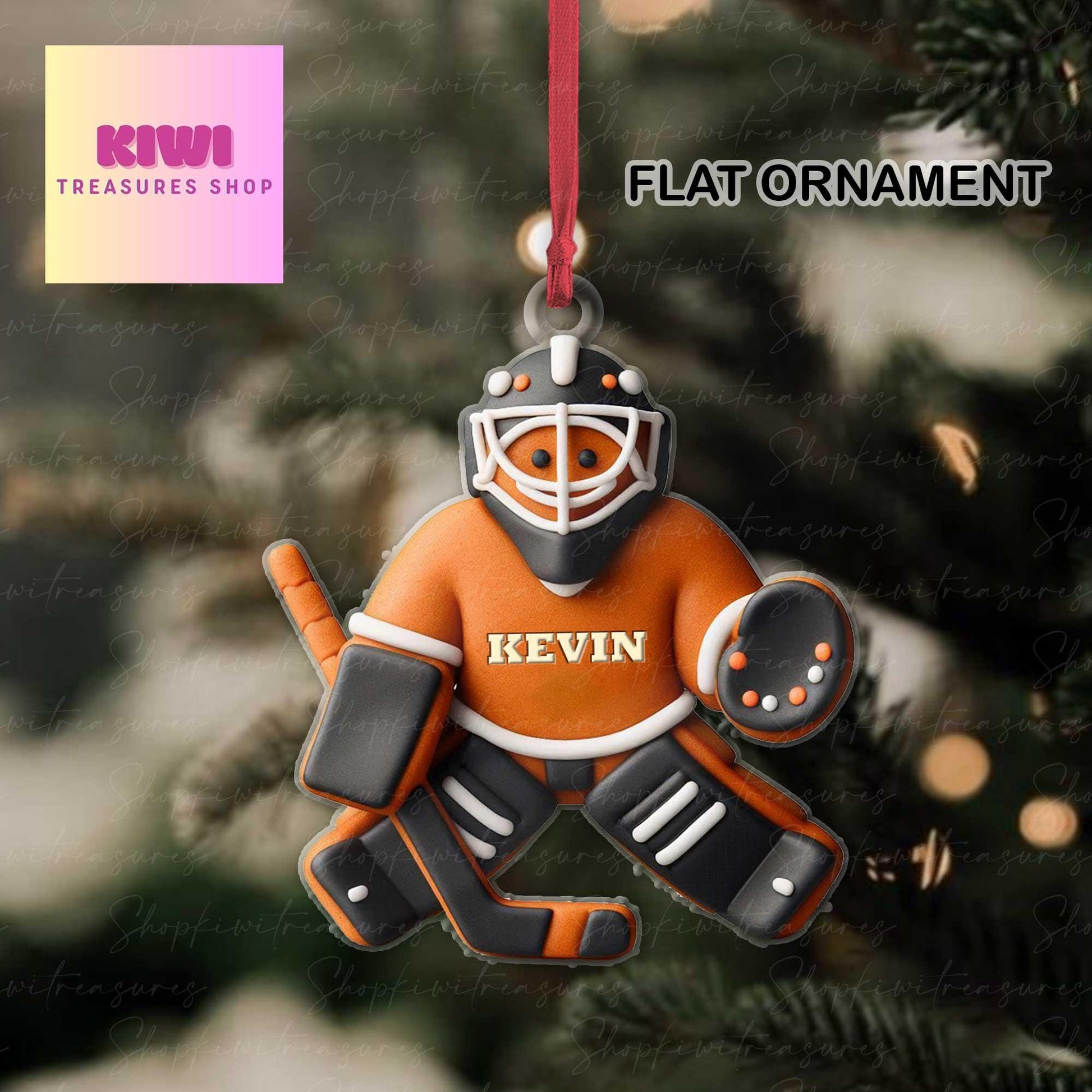 Gingerbread hockey goalie Ornament, 2d FLAT hockey ornament, ice hockey ornament, gift for her, sport lover, gift for boys, hockey ornament