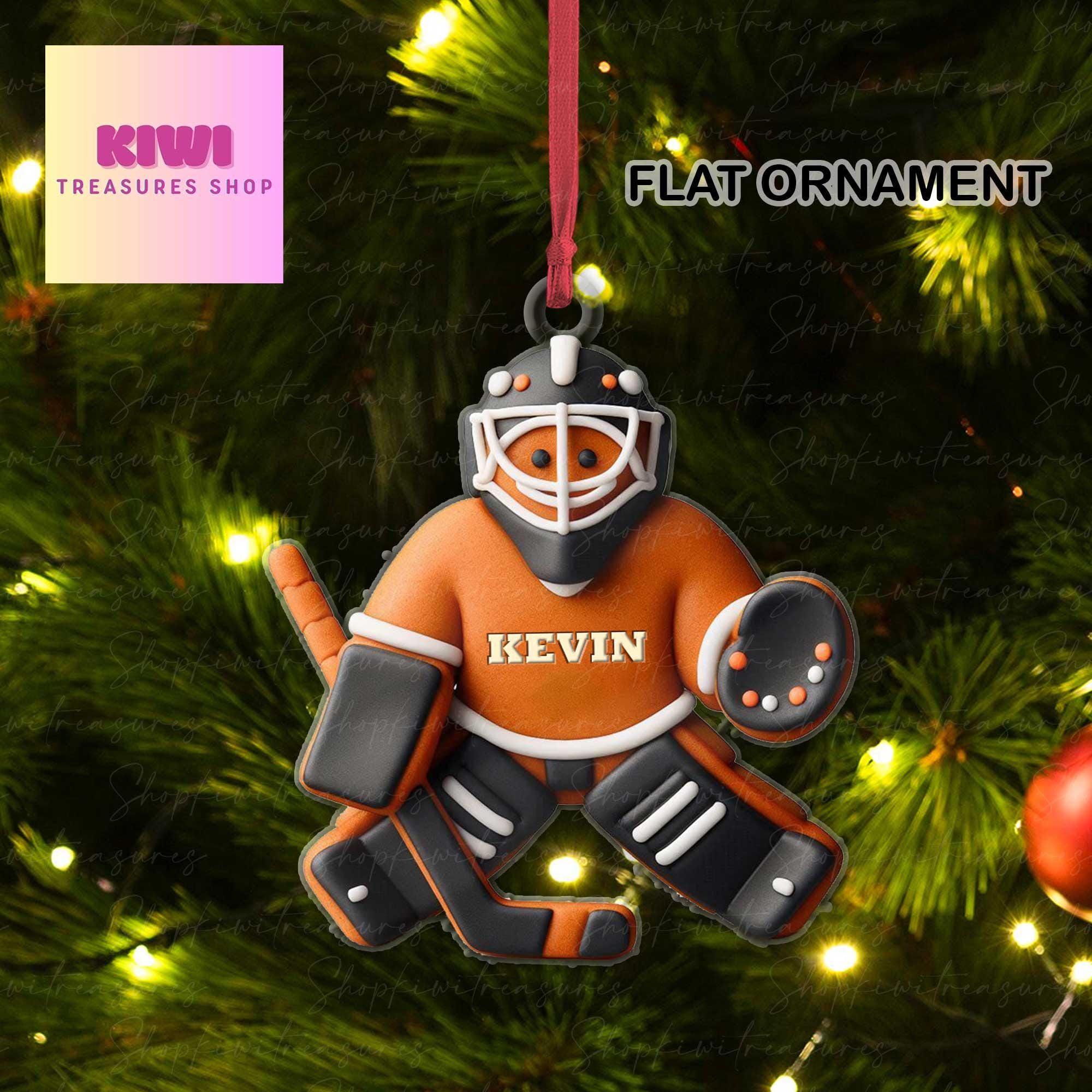 Gingerbread hockey goalie Ornament, 2d FLAT hockey ornament, ice hockey ornament, gift for her, sport lover, gift for boys, hockey ornament