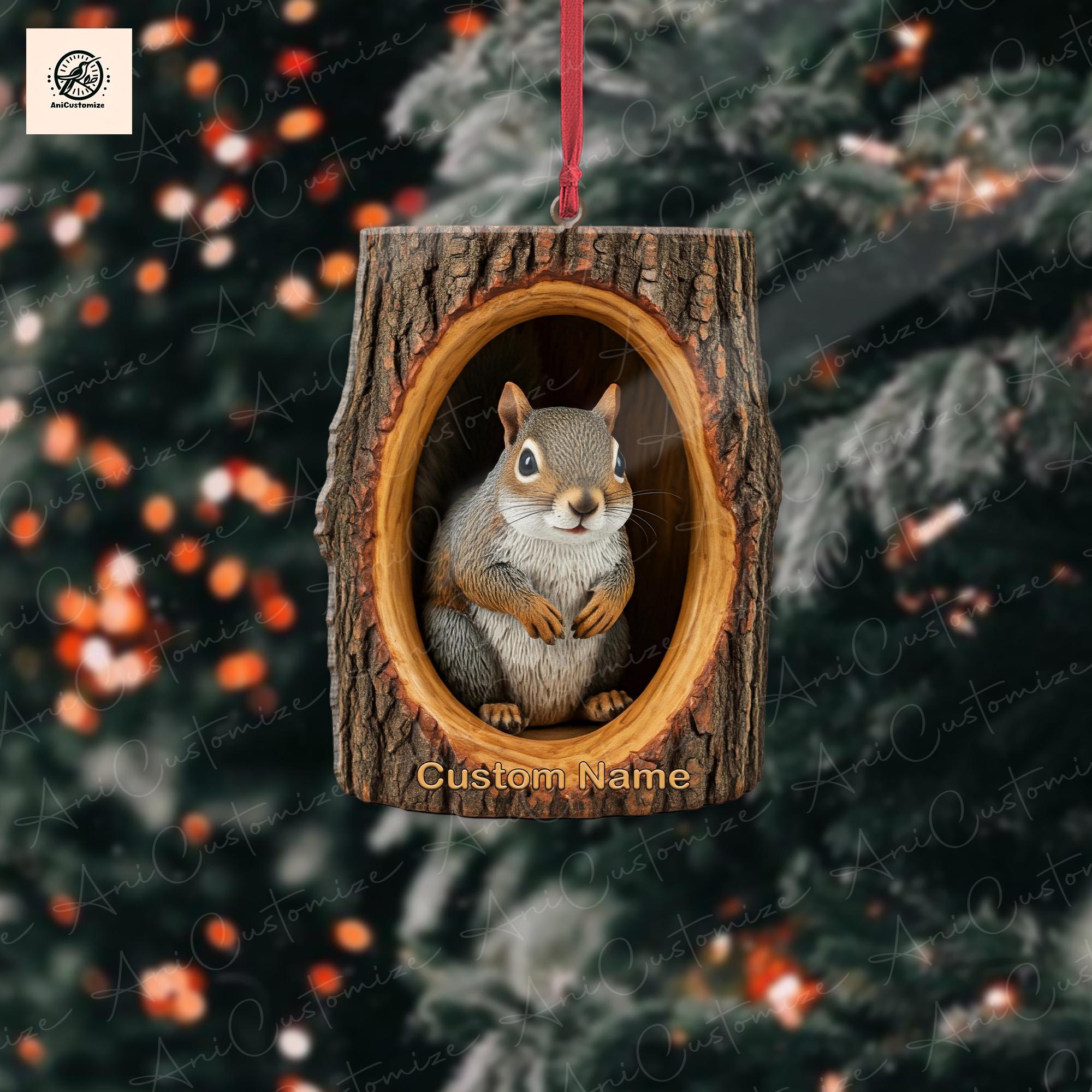 Personalized Squirrel 2D FLAT Ornament, Squirrel Car Accessories, Squirrel Christmas Ornament, Squirrel Ornament, Gift for Squirrel Lover