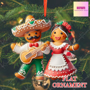 Mexican dancing gingerbread Christmas Ornament, 2d FLAT ornament, Feliz Navidad Ornament, Latin Mexican Gift, Christmas Gift For Mexican