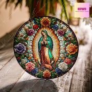Mexican Virgen de Guadalupe Religious GLASS Suncatcher Hanging, Jesus Christ, Lamb of God hanging, Southwest Decor, Catholic Suncatcher