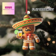 Custom Tequila gingerbread Christmas Ornament, 2d FLAT mexican ornament, Feliz Navidad Ornament, Latin Mexican, Christmas Gift For Mexican
