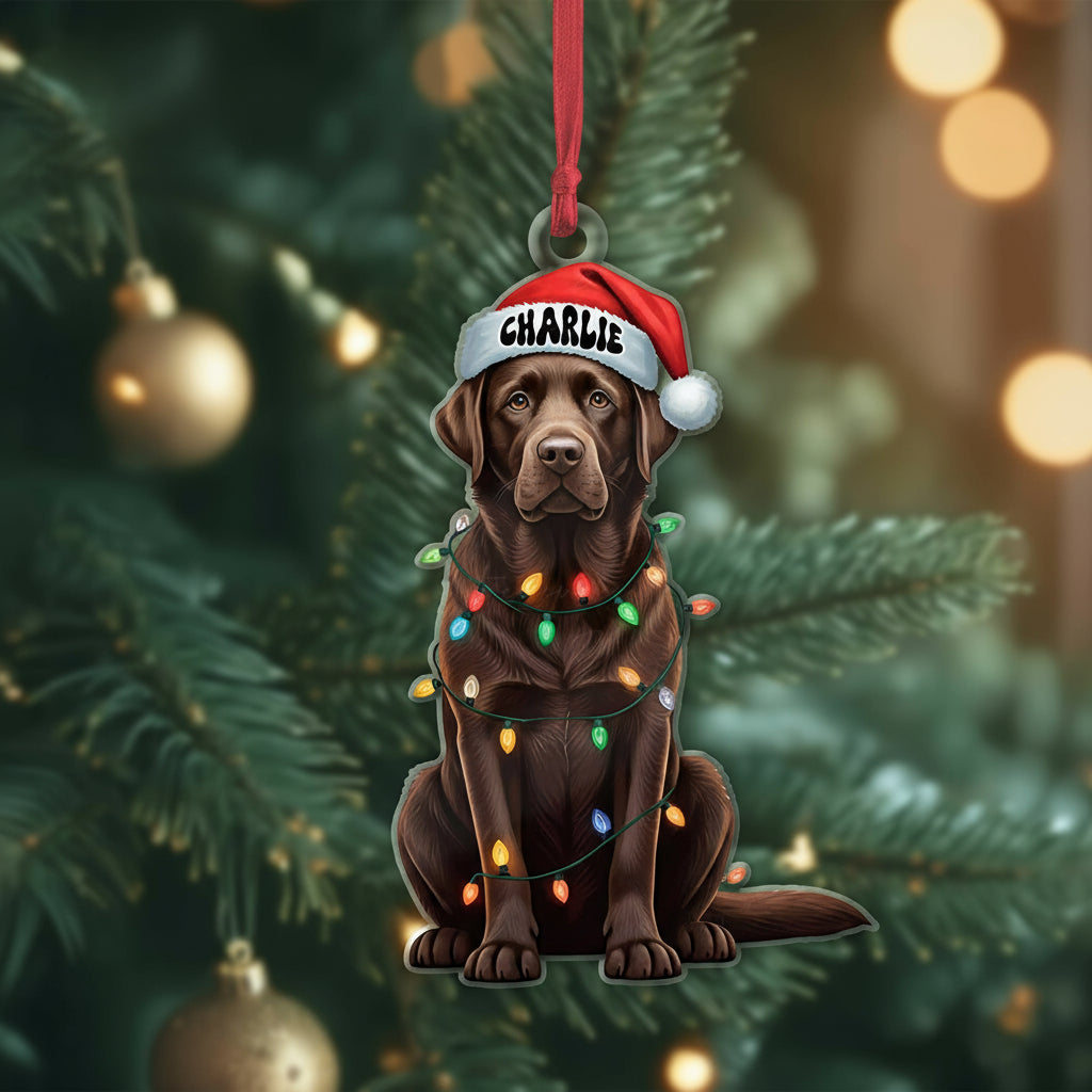 Personalized chocolate labrador dog Ornament, labrador ornament, Flat 2D Ornament, dog lover gift, dog dad idea gift, exchange gift