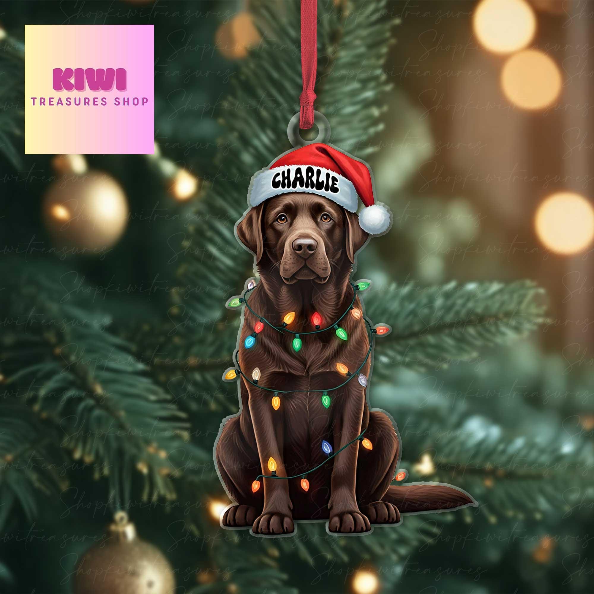 Personalized chocolate labrador dog Ornament, labrador ornament, Flat 2D Ornament, dog lover gift, dog dad idea gift, exchange gift