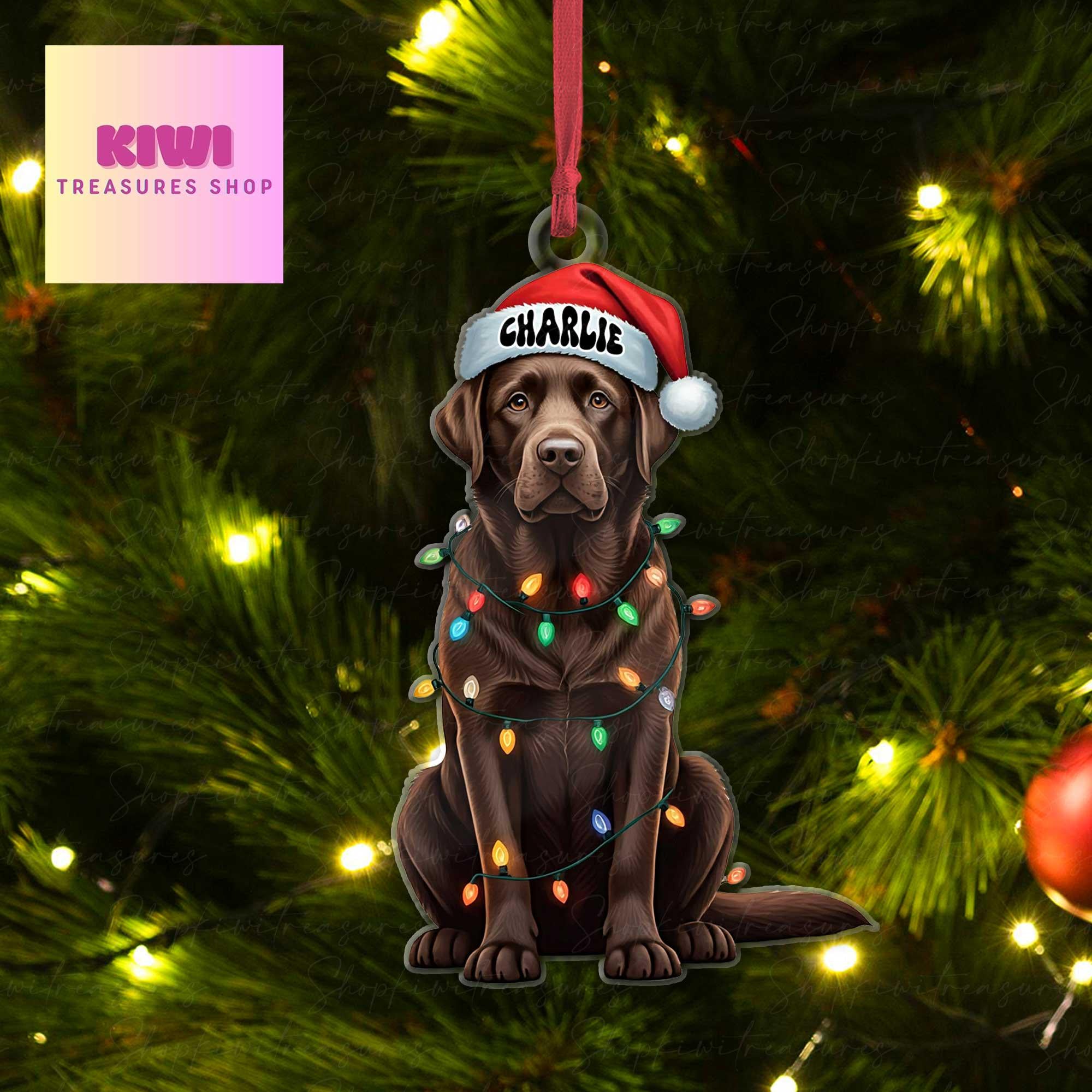 Personalized chocolate labrador dog Ornament, labrador ornament, Flat 2D Ornament, dog lover gift, dog dad idea gift, exchange gift