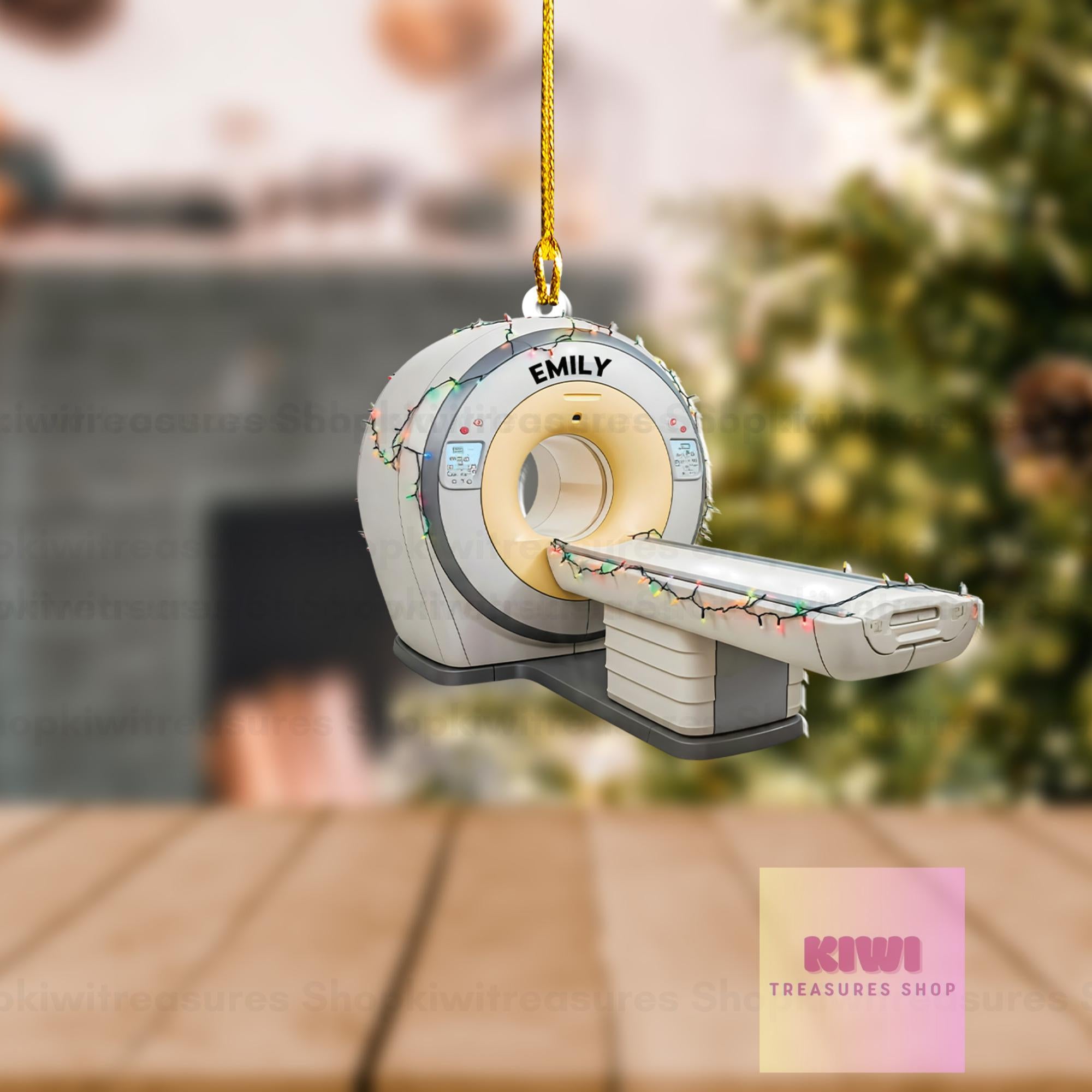 Custom MRI Machine Ornament, MRI Medical Machine FLAT 2D Ornament, Doctor Nurse gift, Radiology Christmas Lights, not 3d