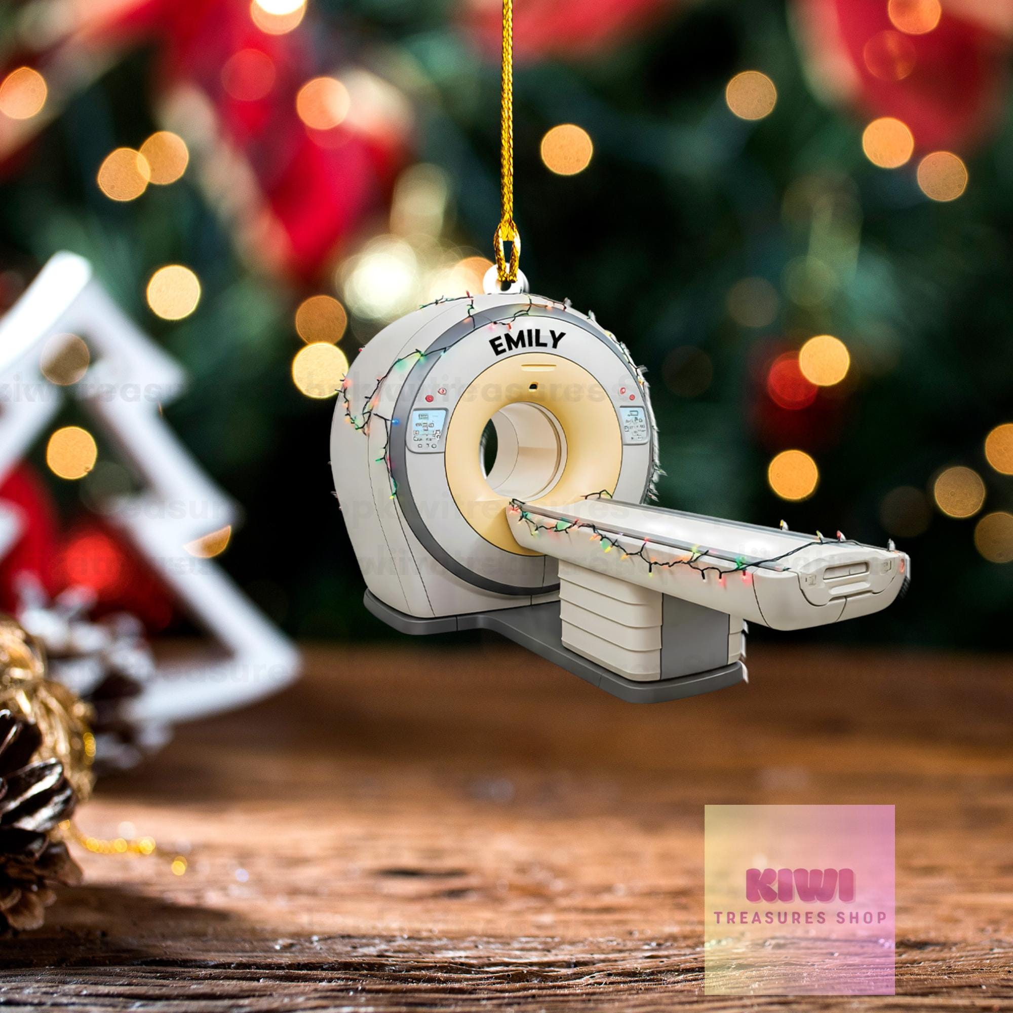 Custom MRI Machine Ornament, MRI Medical Machine FLAT 2D Ornament, Doctor Nurse gift, Radiology Christmas Lights, not 3d