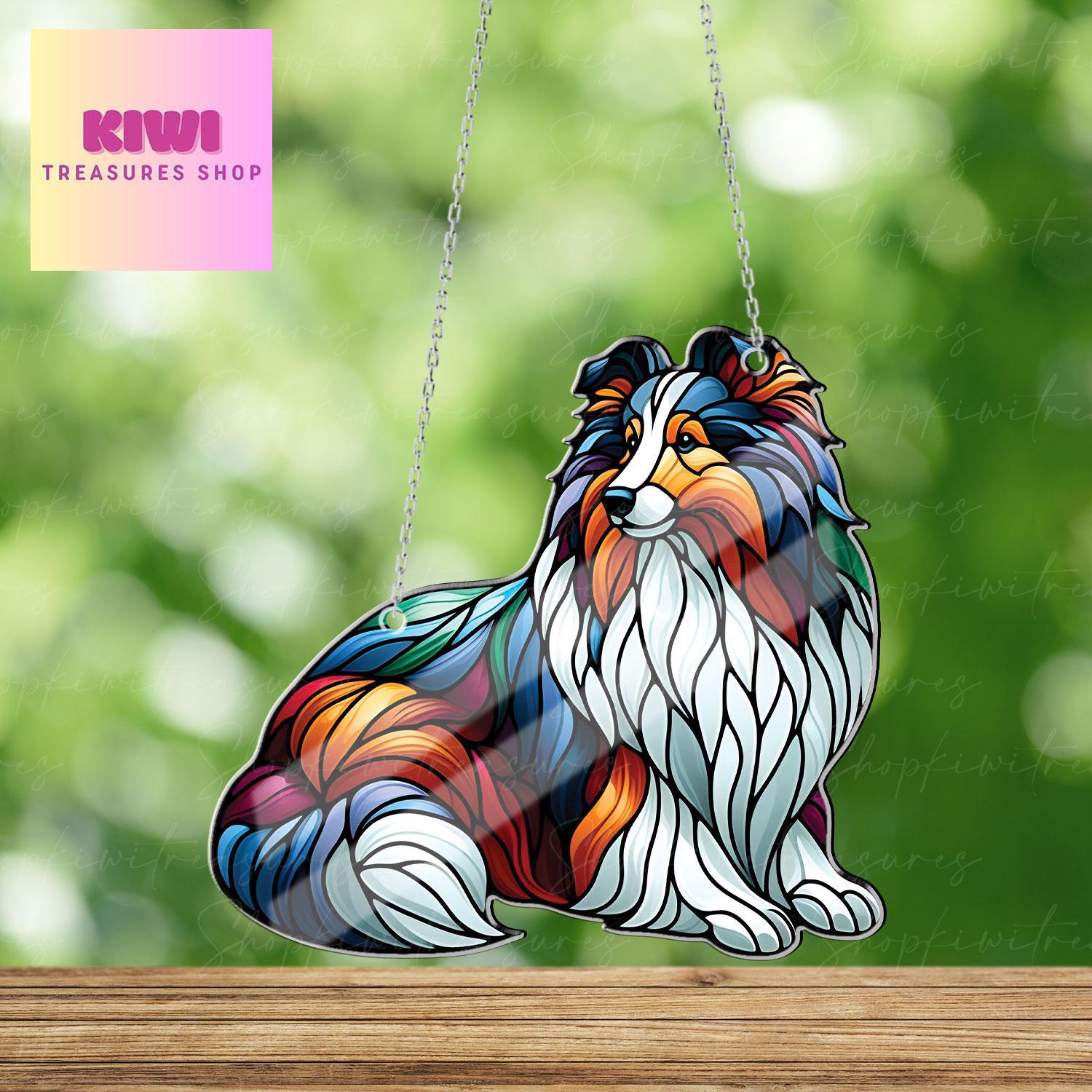 Sheltie dog Acrylic Window Hanging, Shetland dog Mom gift, NOT Suncatcher, Cute dog, memorial gift, sheltie dog lover
