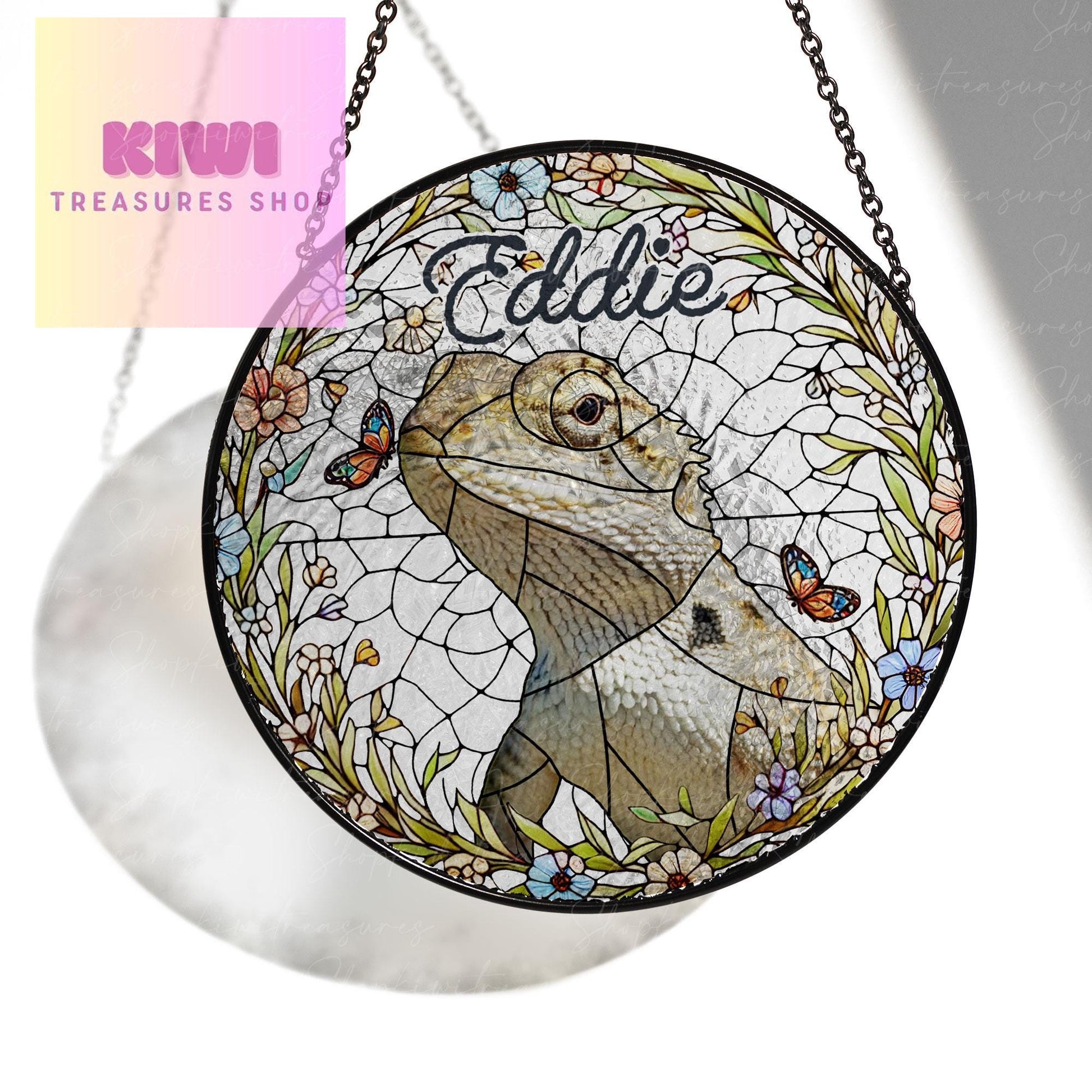 Mother's day special gift set 2025-Custom Bearded Dragon Portrait Glass Suncatcher, Pet Photo Lizard GLASS Suncatc, Reptile Gifts,pet Gift,