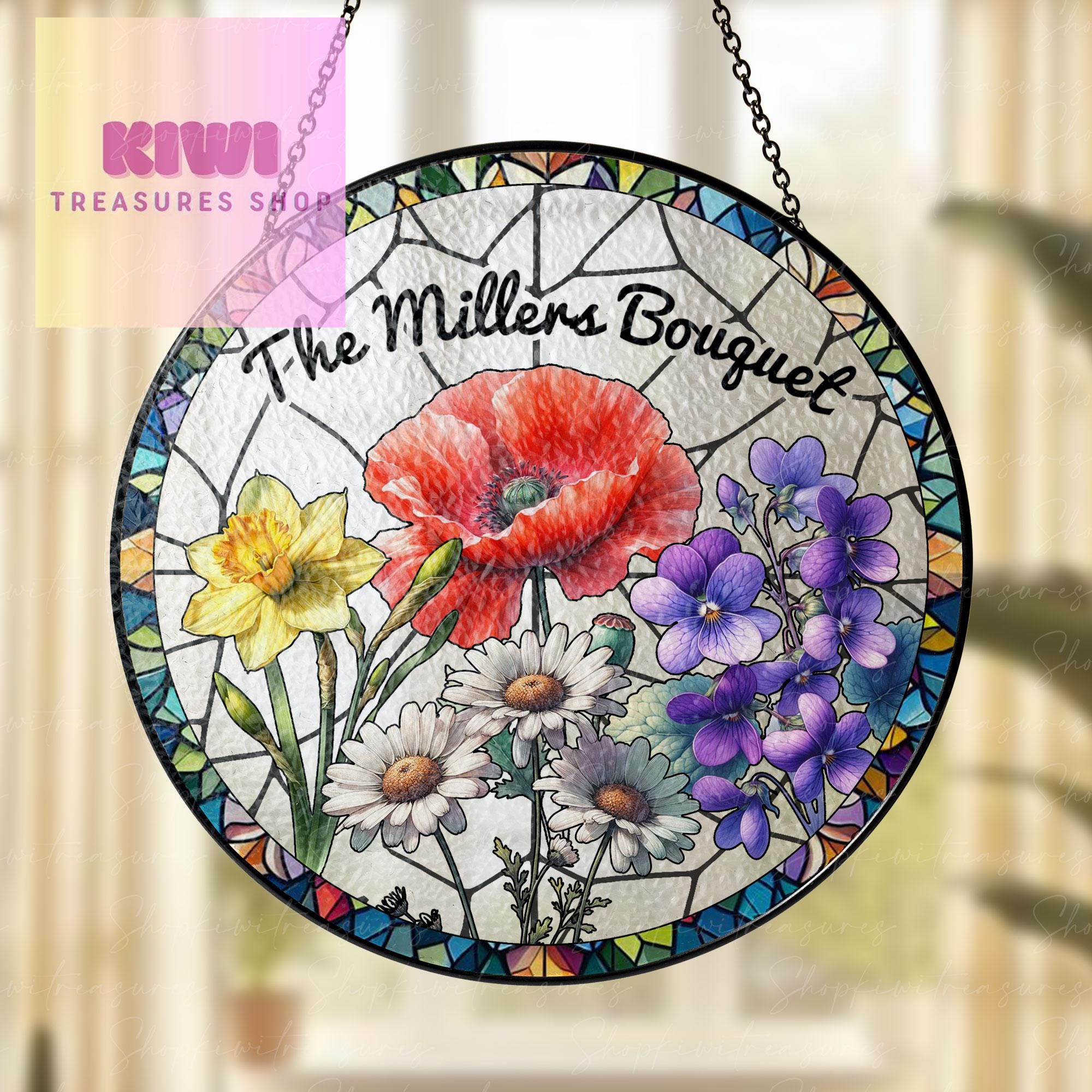 Personalized Birth Flower Family Bouquet, Minimalist Wall Art for Home Decor, Birthday Gift for Loved Ones, Christmas Gift, Gift For Mom