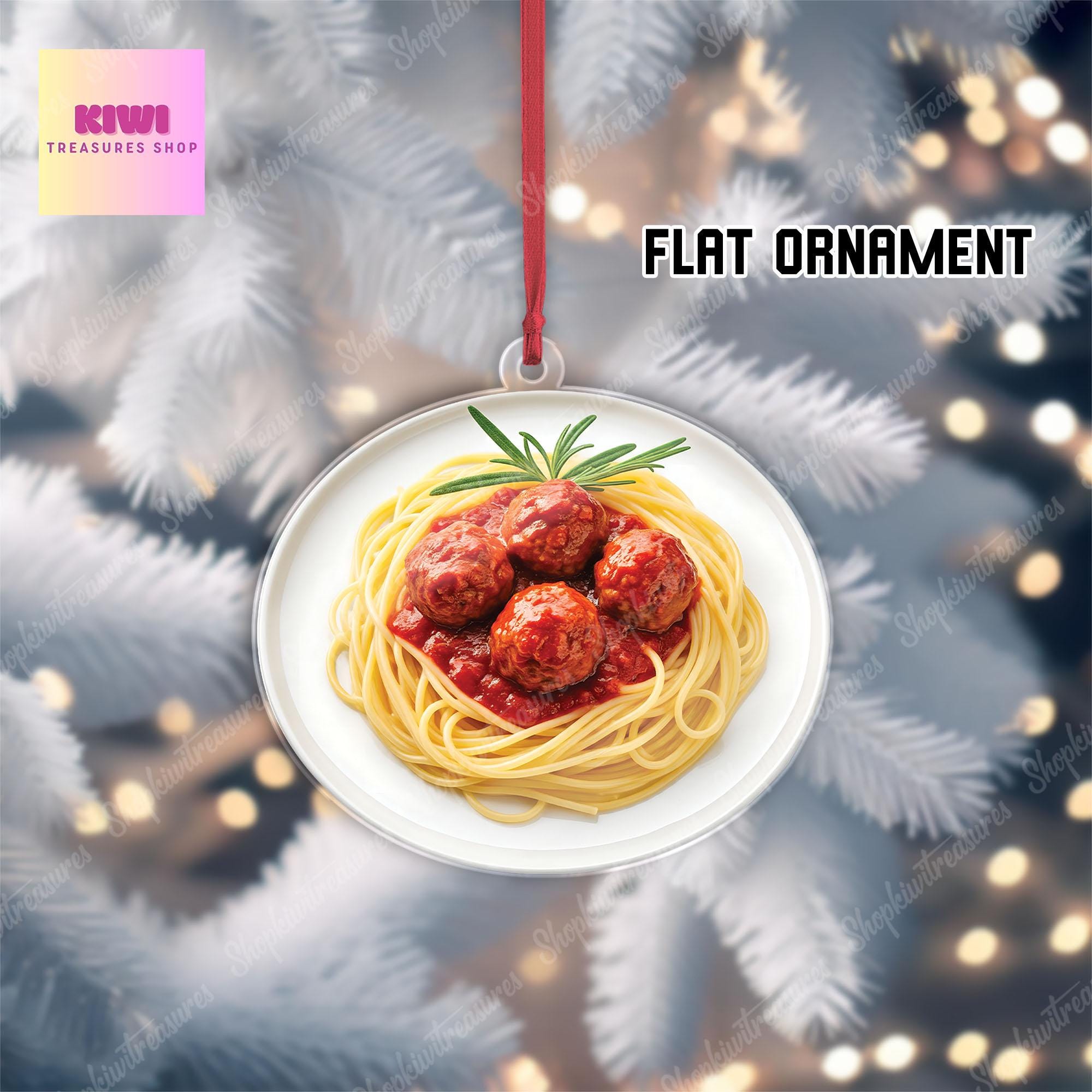 Spaghetti  Meat ball FLAT Ornament, Spaghetti ornament, christmas tree hanging, Foodie lover gift, FLAT 2D ornament, not 3D