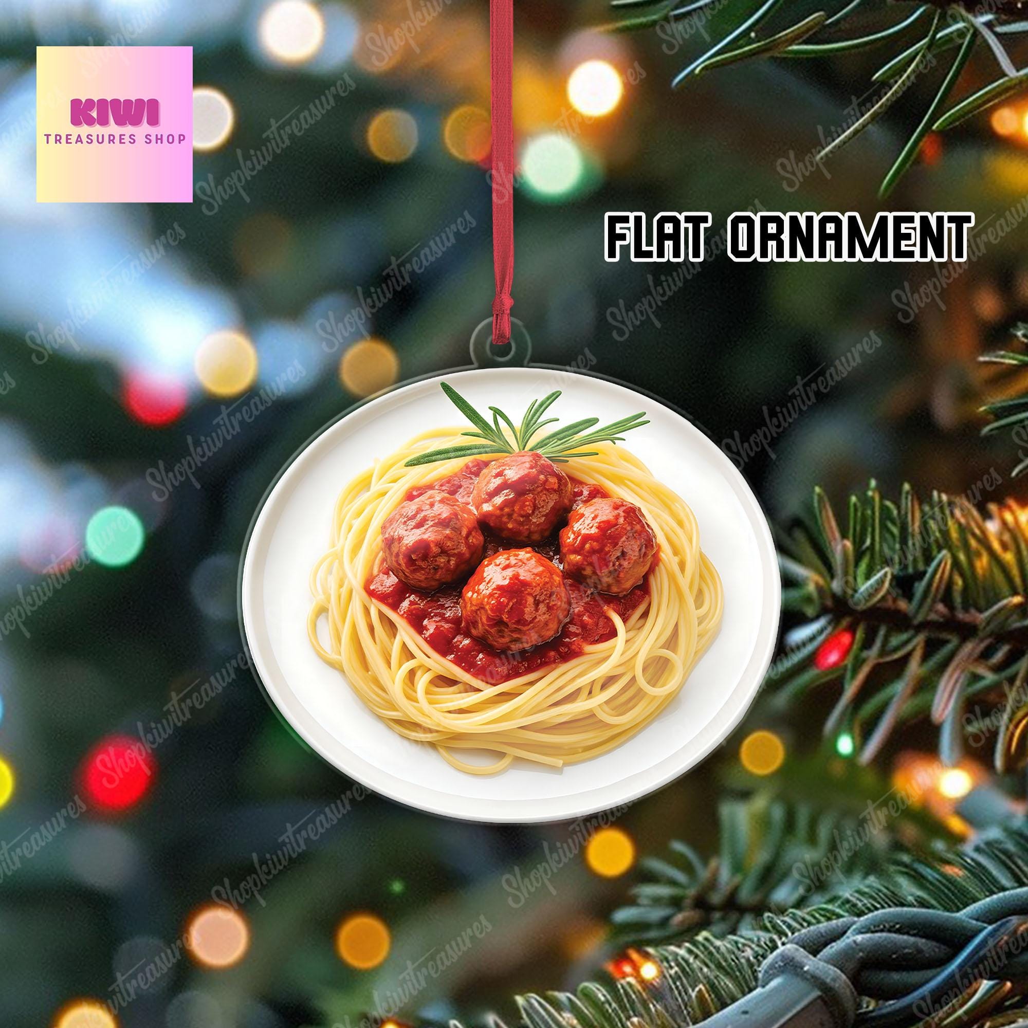Spaghetti  Meat ball FLAT Ornament, Spaghetti ornament, christmas tree hanging, Foodie lover gift, FLAT 2D ornament, not 3D