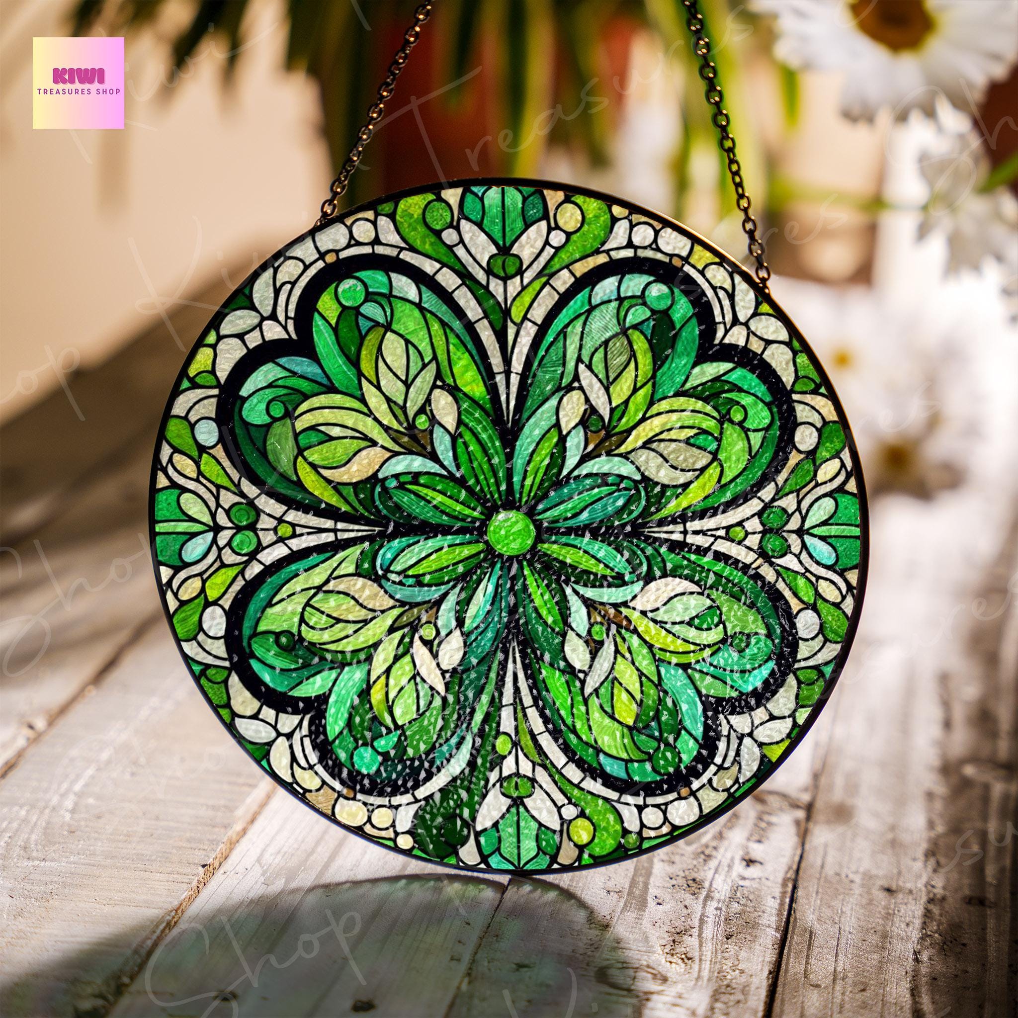 Shamrock clover GLASS Suncatcher Hanging, Ireland Wall Art, Window Hanging, Indoor Decor, Irish window decor, St Patrick day decor