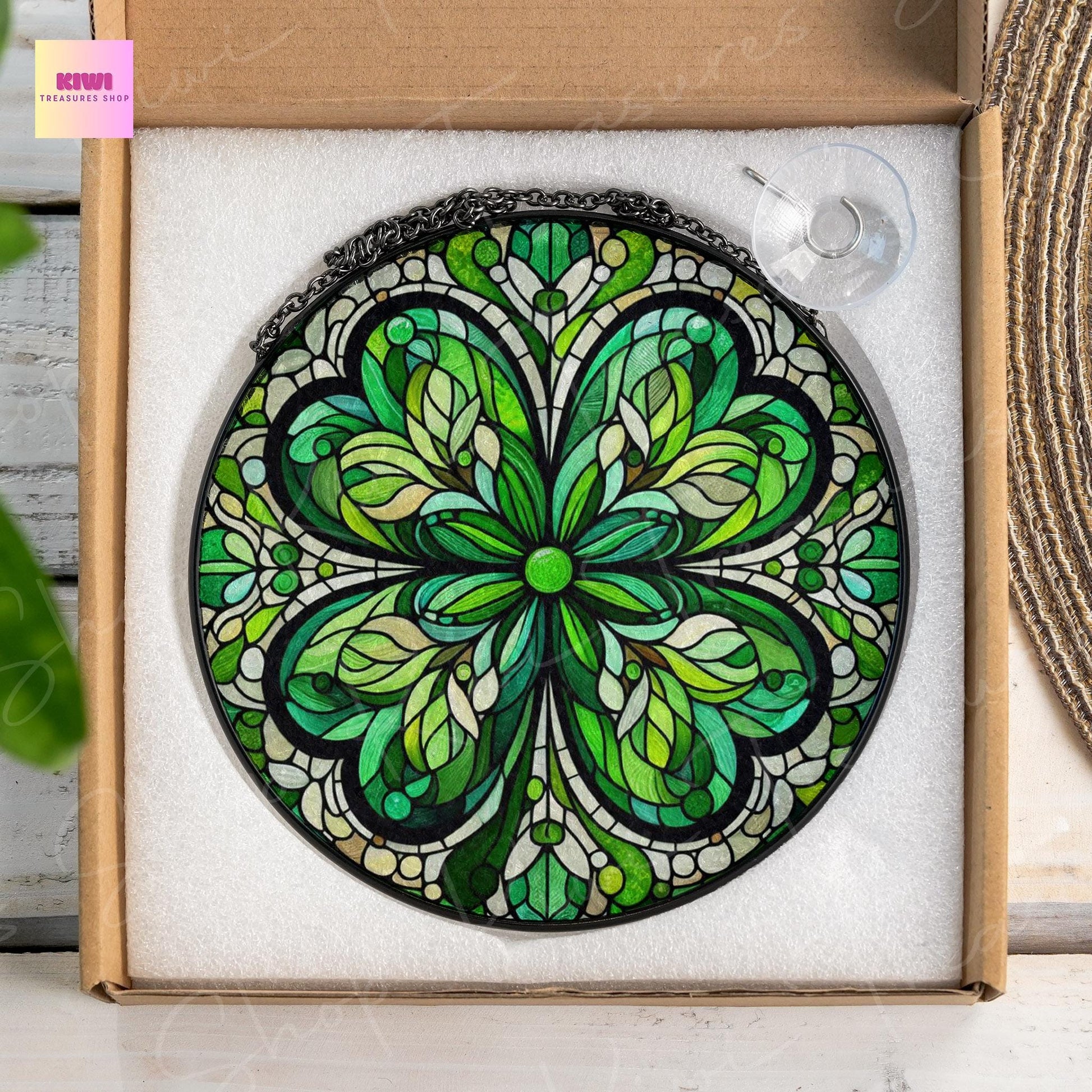 Shamrock clover GLASS Suncatcher Hanging, Ireland Wall Art, Window Hanging, Indoor Decor, Irish window decor, St Patrick day decor