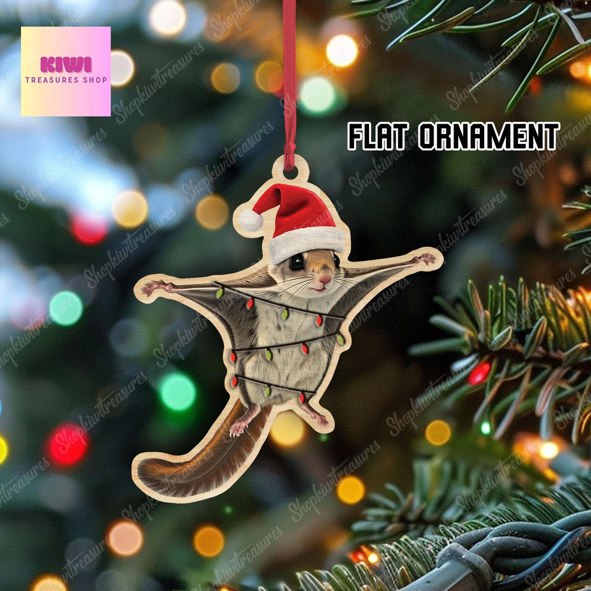 Custom name flying squirrel Ornament, 2D Flat squirrel Ornament, Perfect gift for kids, squirrel lover gift, Funny squirrel, exchange gift