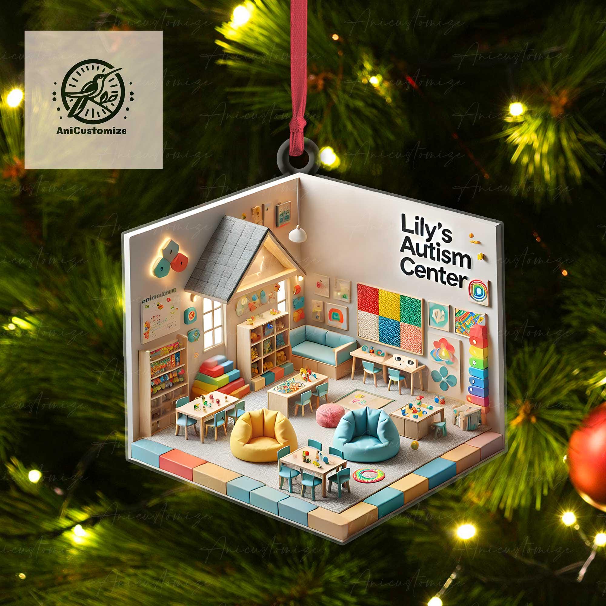 Personalized Autism Center 2D FLAT Ornament, Autism Clinic Decor, Xmas Autism Centre Decor, ABA Gift, Christmas Gift For Bcba Aba Ba