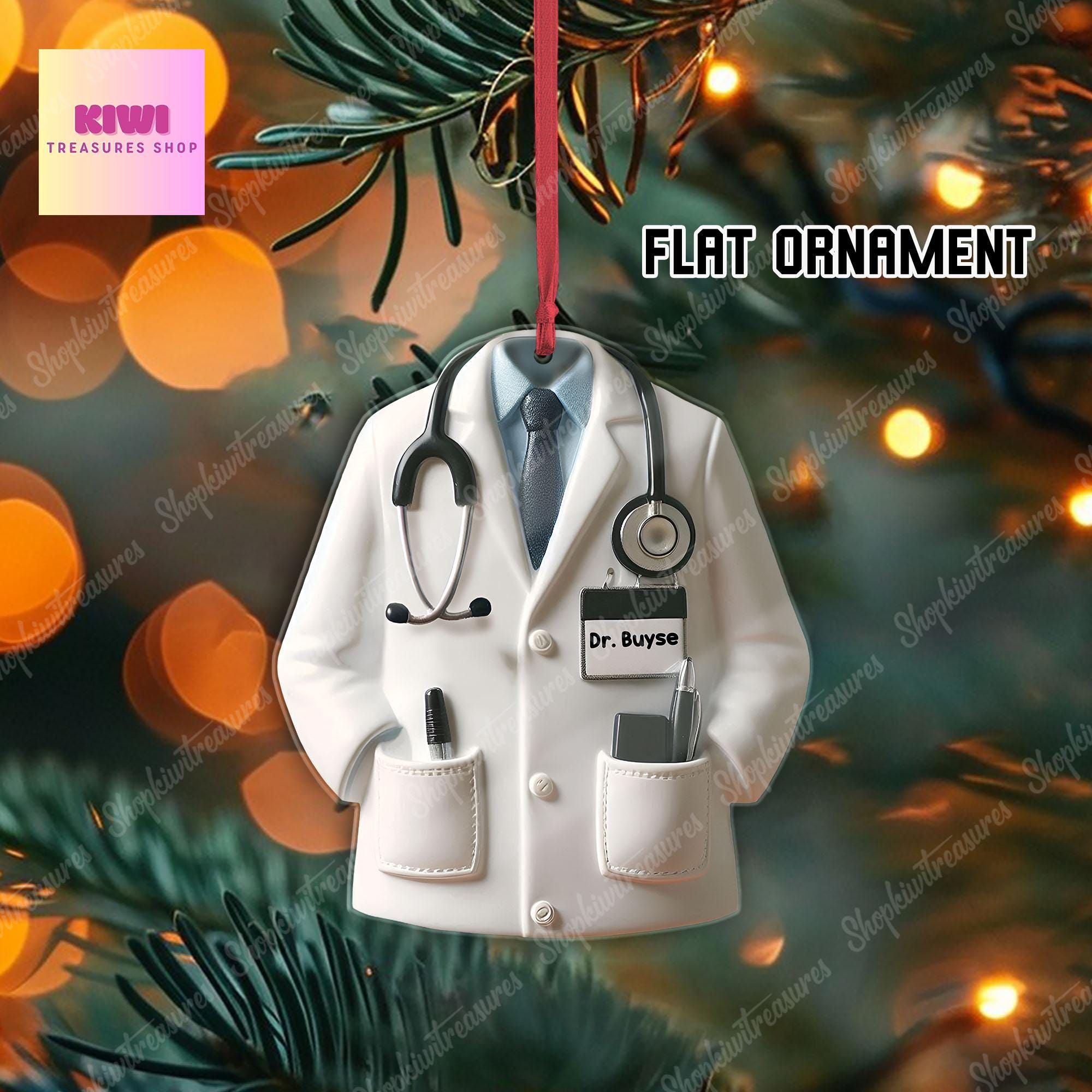 Personalized Doctor blouse Christmas Ornament, Flat 2D ornament, Christmas gift, Healthcare Worker gift, Dr ornament, Medical Grad gift