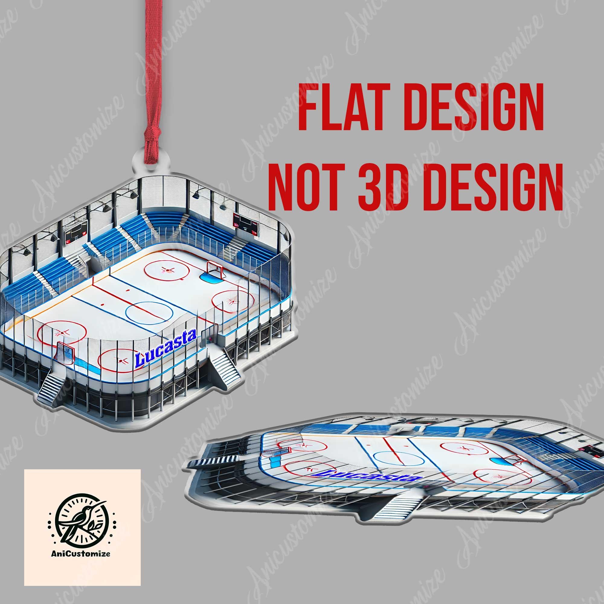 Personalized Ice Hockey Court 2D FLAT Ornament, Ice Hockey Coach Keepsake, Ice Hockey Lover Gift, Sport Ornament, Christmas Sport Decor