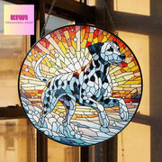 Dalmatian Winter GLASS Suncatcher Hanging, dalmatian Winter art, dalmatian suncatcher hanging, Dog window hanging, dog mom gift