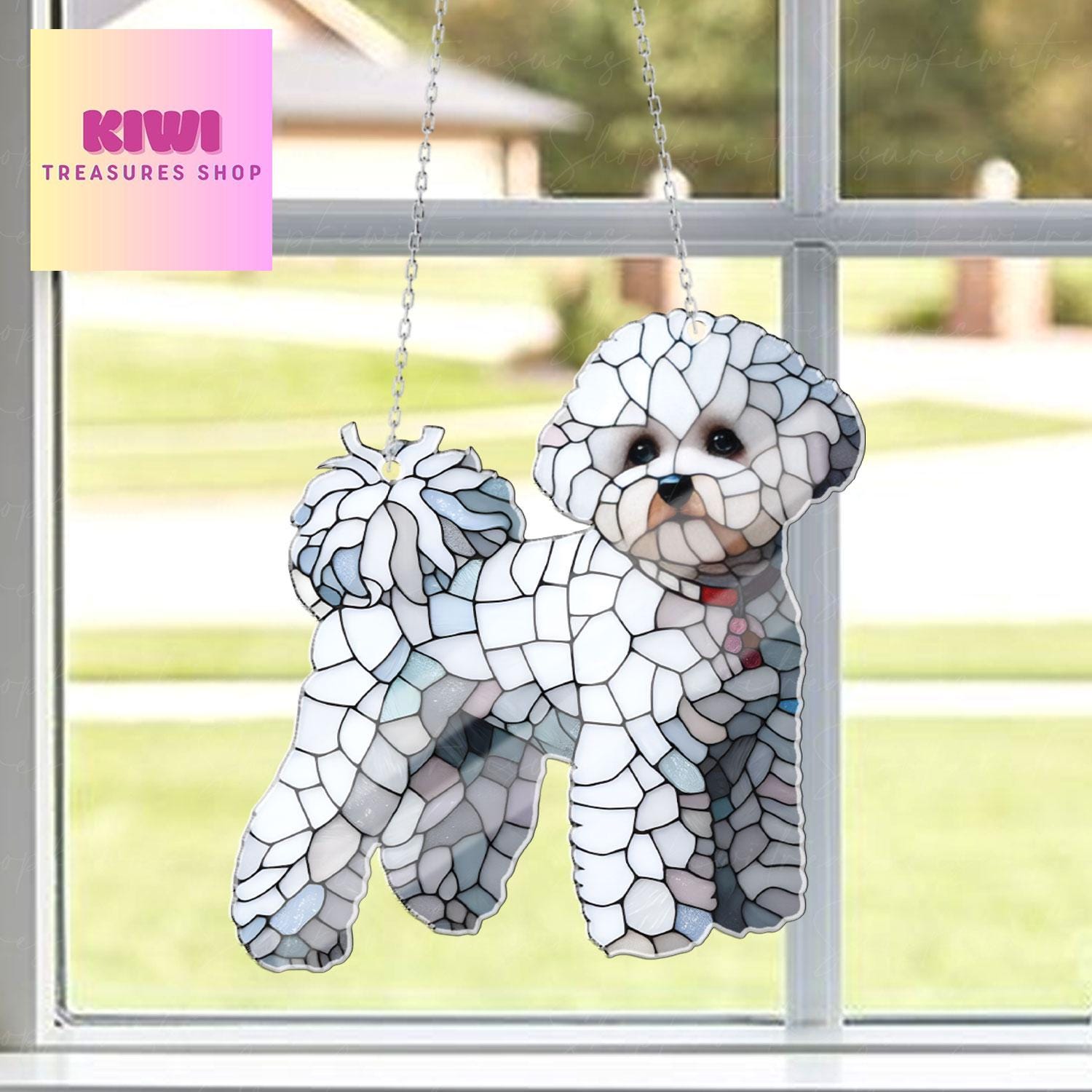 Bichon Frisé dog Acrylic Window Hanging, Bichon Frisé dog Mom gift, NOT Suncatcher, Cute dog, memorial gift, dog owner gift, not glass