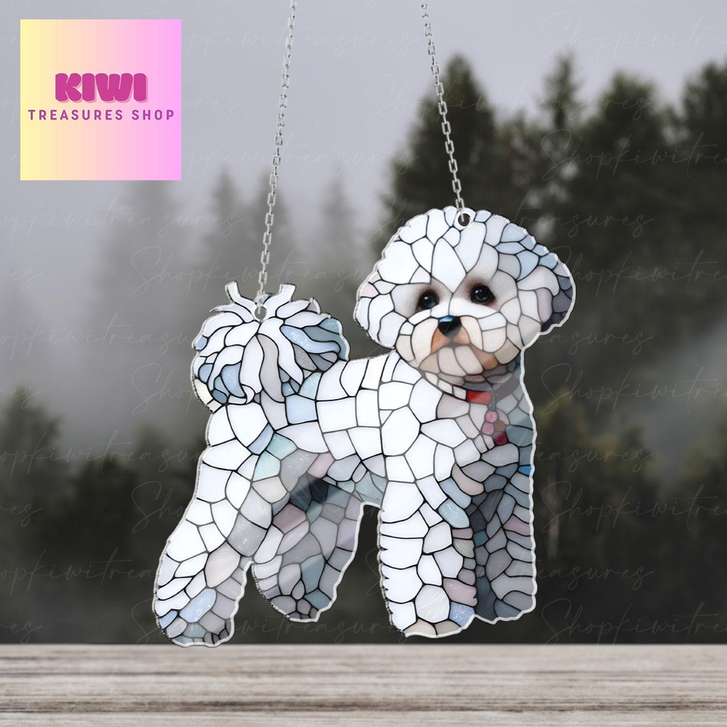 Bichon Frisé dog Acrylic Window Hanging, Bichon Frisé dog Mom gift, NOT Suncatcher, Cute dog, memorial gift, dog owner gift, not glass