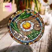 Japanese Ramen GLASS Suncatcher Hanging Ramen Foodie Window hanging Suncatcher ornament gift for food nerd home decoration, ramen lover