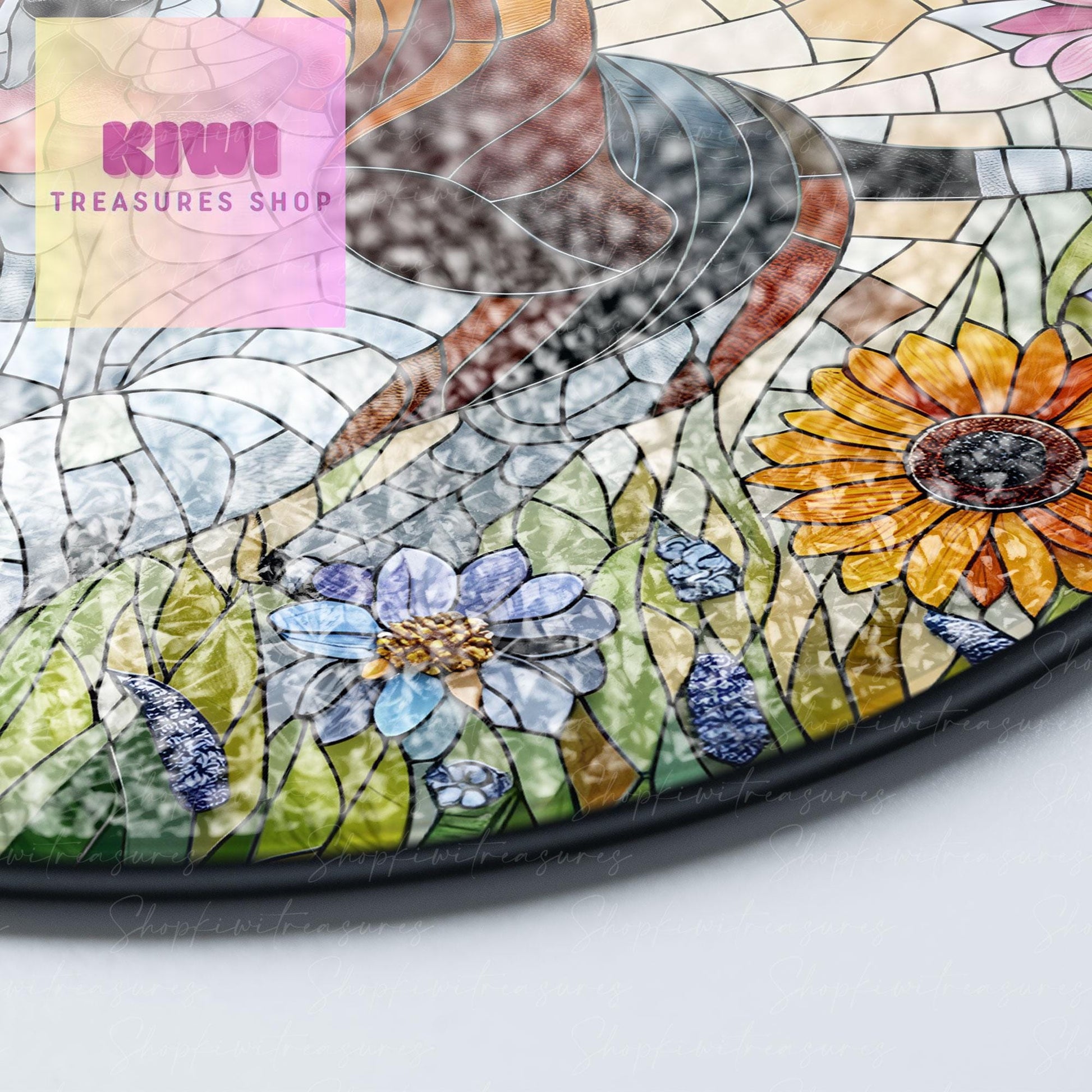 Basset Hound GLASS and Wildflowers Suncatcher Hanging, Basset Hound Suncatcher Ornament, Dog Lovers Gift, Dog Memorial Gift