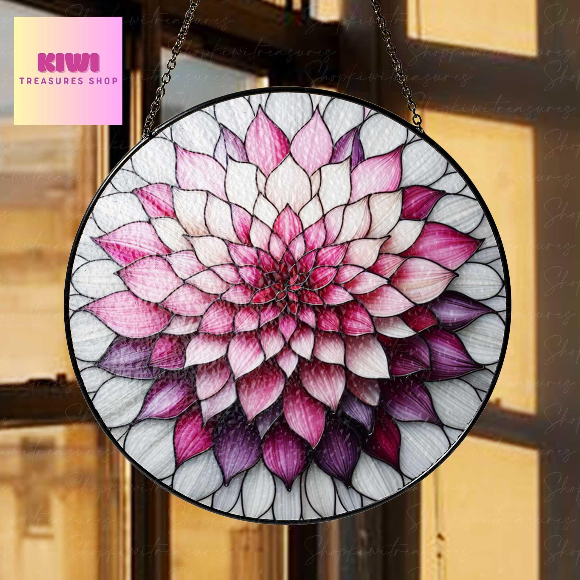 Dahlia Flower GLASS Suncatcher, Dahlia Flower Sun Catcher Ornament, Handcrafted Window Decor, Flower Lover Gift | Nature-Inspired Home Decor
