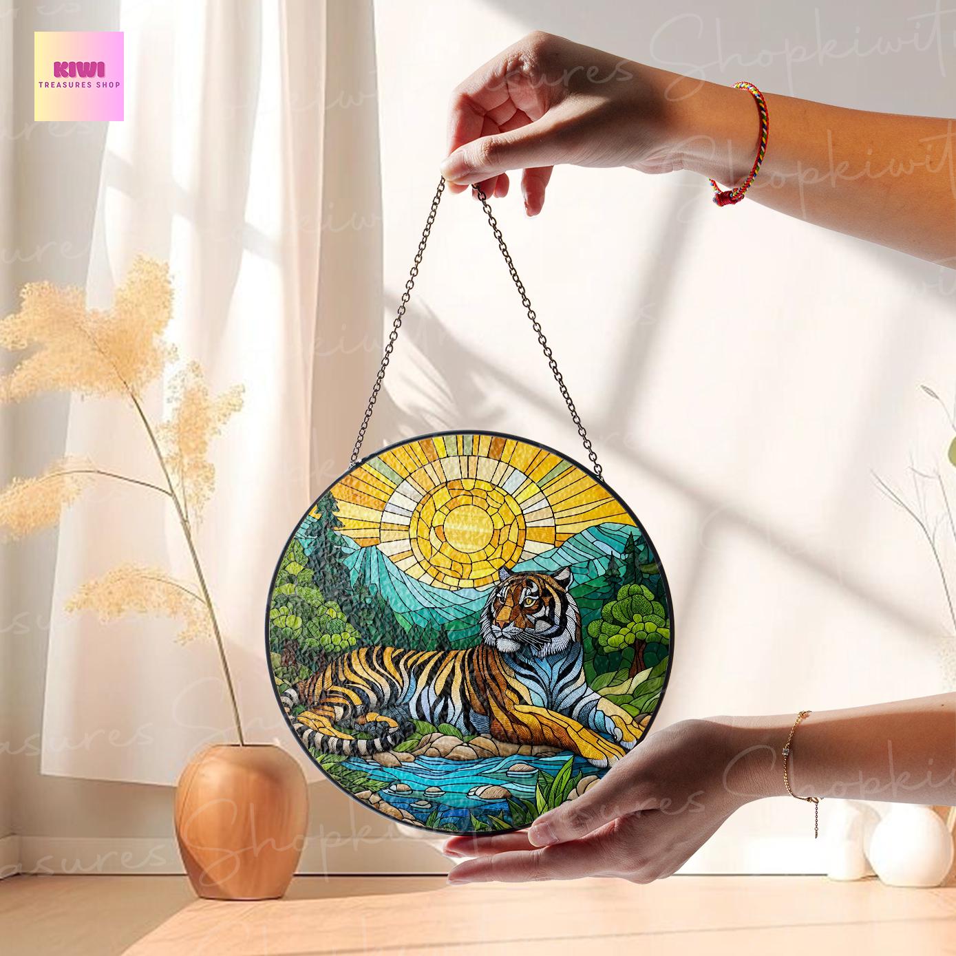 Tiger GLASS Sun Catcher | Wild Tiger Sun Catcher Ornament | Perfect Tiger Lover Gift | Wild Animal Lover Décor | Unique Tiger Gift