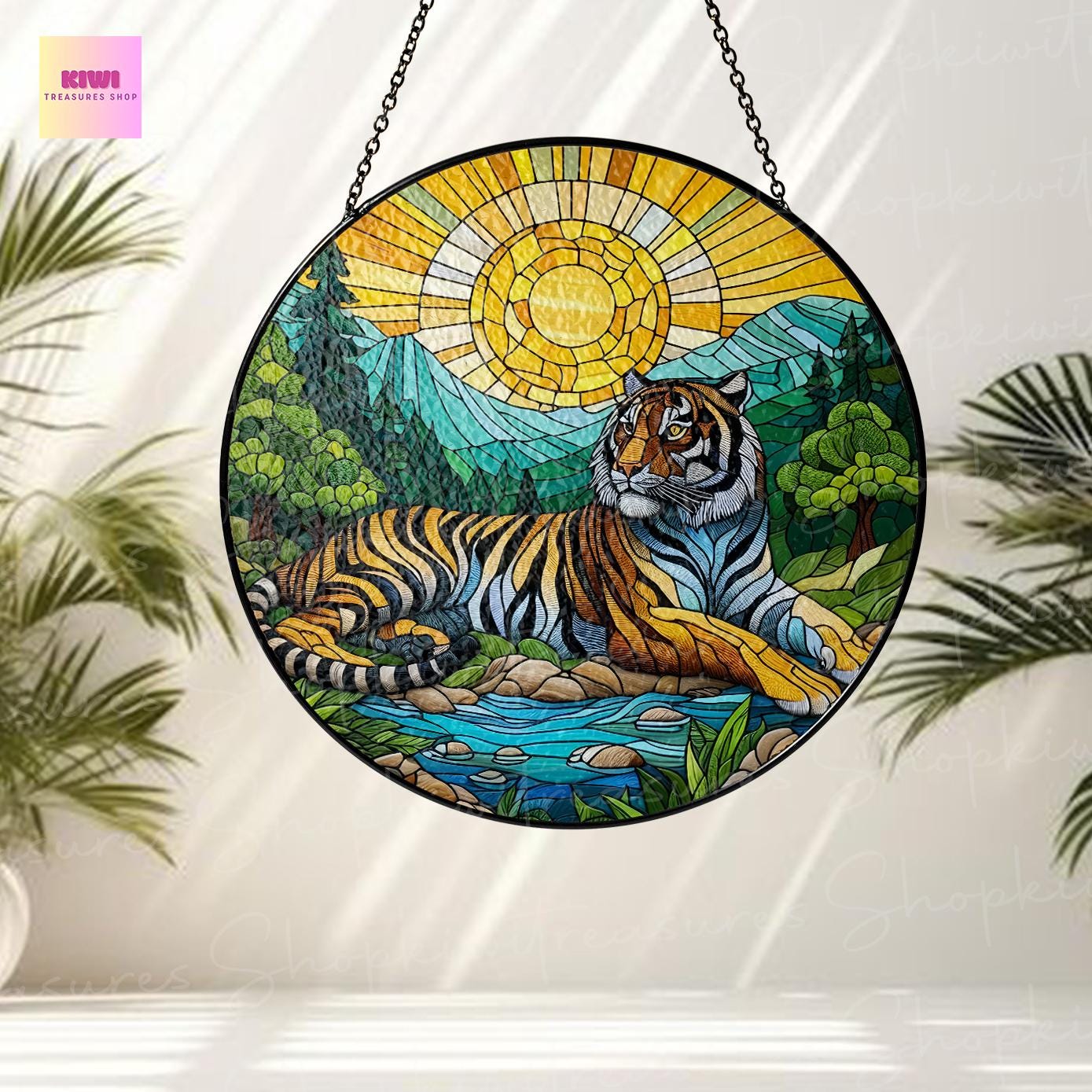 Tiger GLASS Sun Catcher | Wild Tiger Sun Catcher Ornament | Perfect Tiger Lover Gift | Wild Animal Lover Décor | Unique Tiger Gift