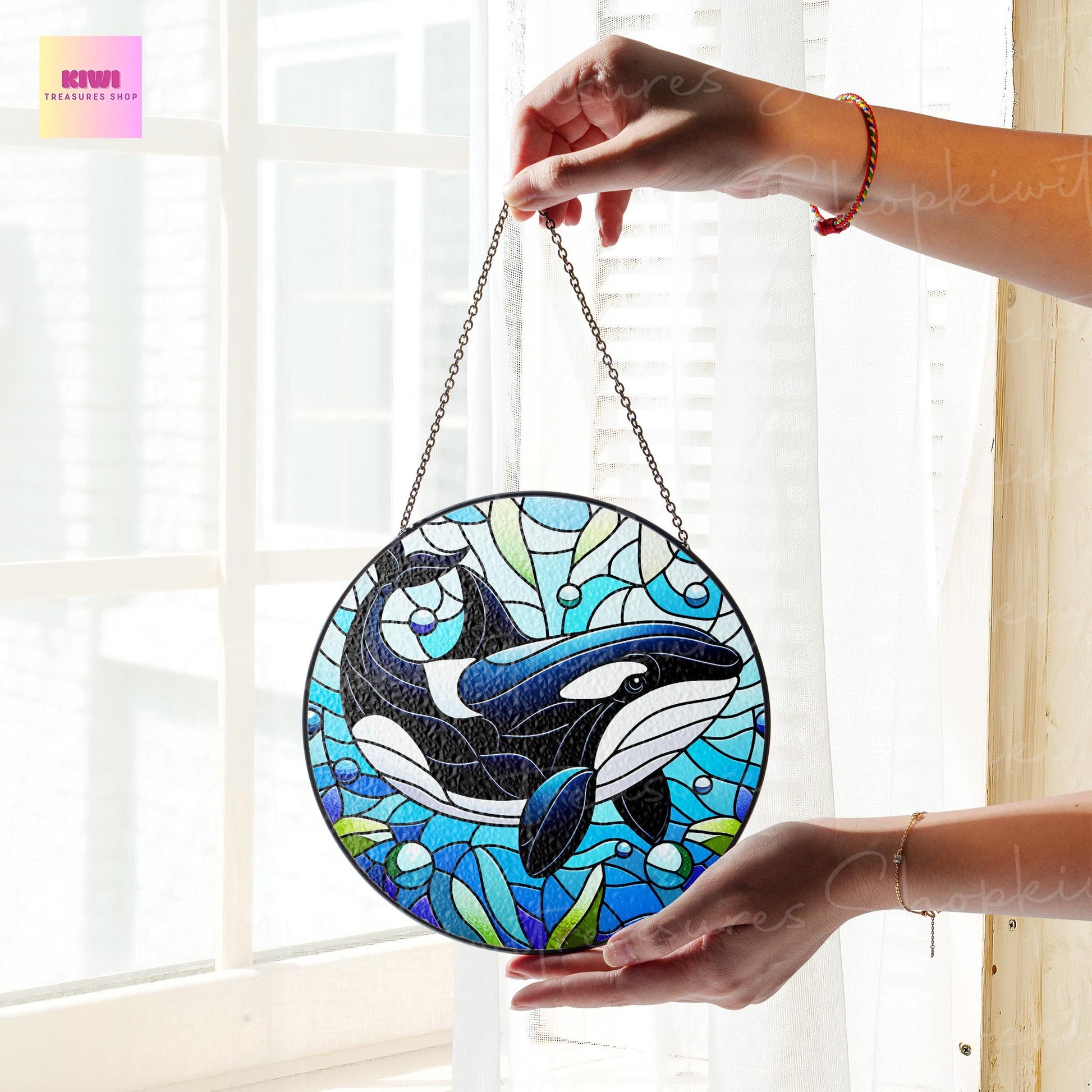 Orca GLASS Suncatcher | Stunning Killer Whale Suncatcher Ornament | Wall Art Decor | Ocean Lovers Gift | New House Gift | Animal Lover Gift