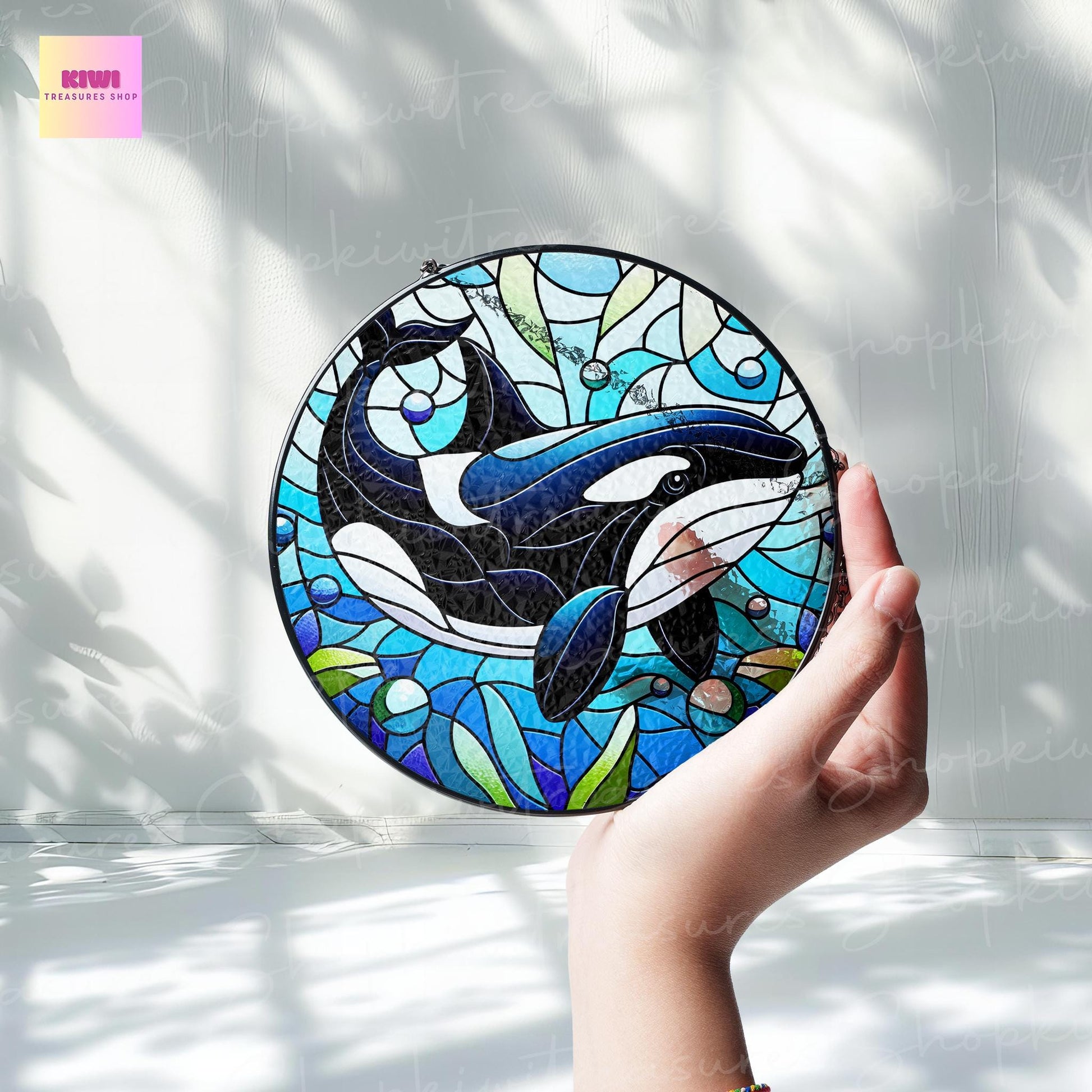 Orca GLASS Suncatcher | Stunning Killer Whale Suncatcher Ornament | Wall Art Decor | Ocean Lovers Gift | New House Gift | Animal Lover Gift