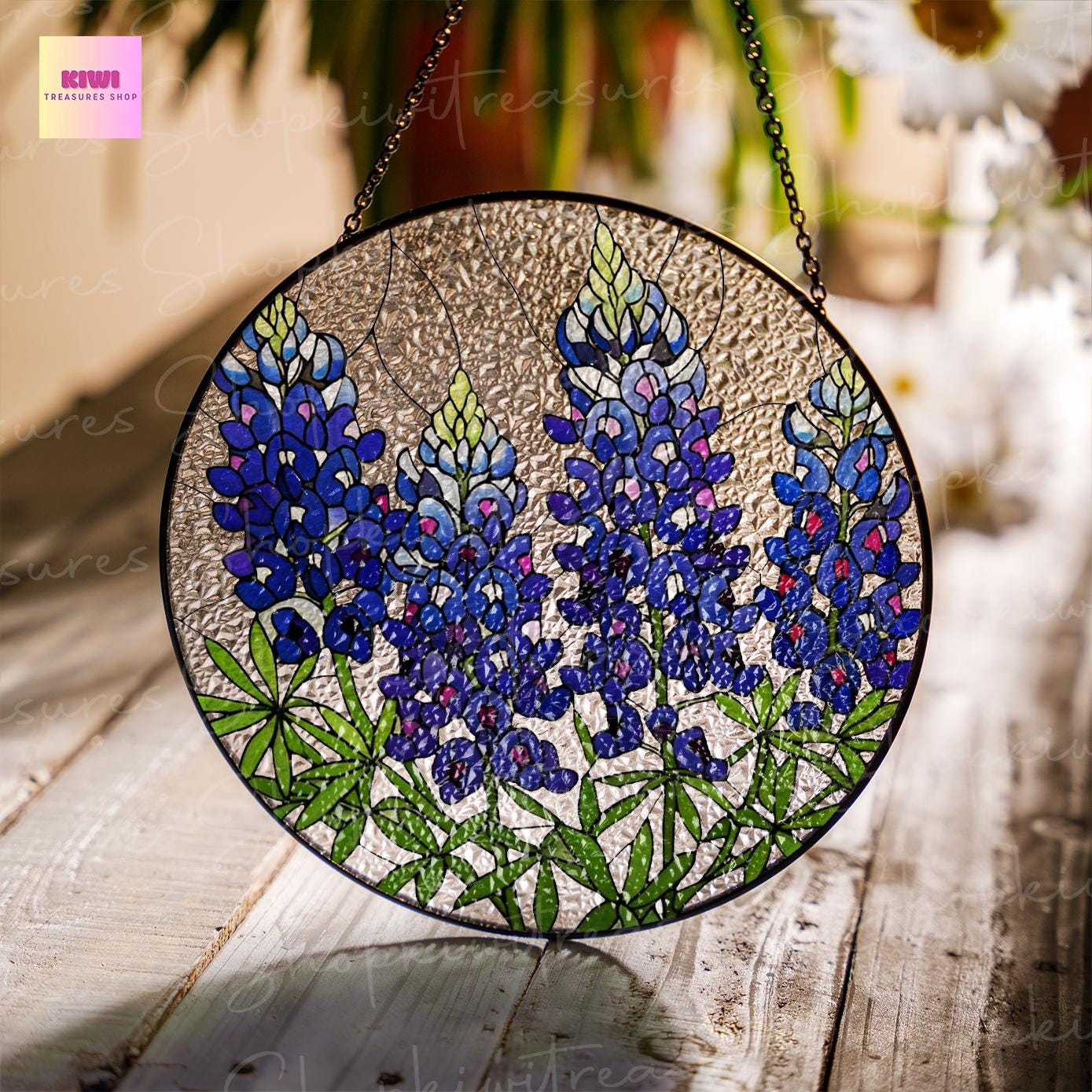 Birth Flower GLASS Suncatcher, Texas Bluebonnet  Suncatcher, Texas Bluebonnet Lover Decor, Flower Lover Gift, Mother's Day , Gift For Mom
