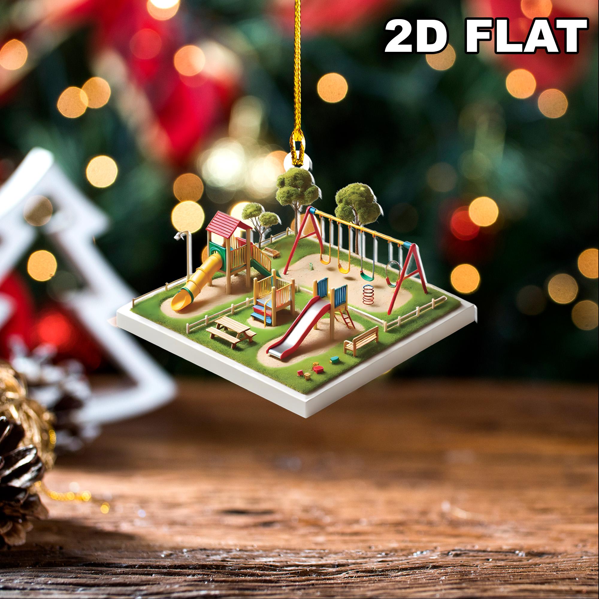 2D Flat Kid's Playground Ornament,Playground Lover Decor,Nostalgia Christmas Decor, Christmas Kid Decor, 1st Xmas Kid Ornament, Boy Ornament