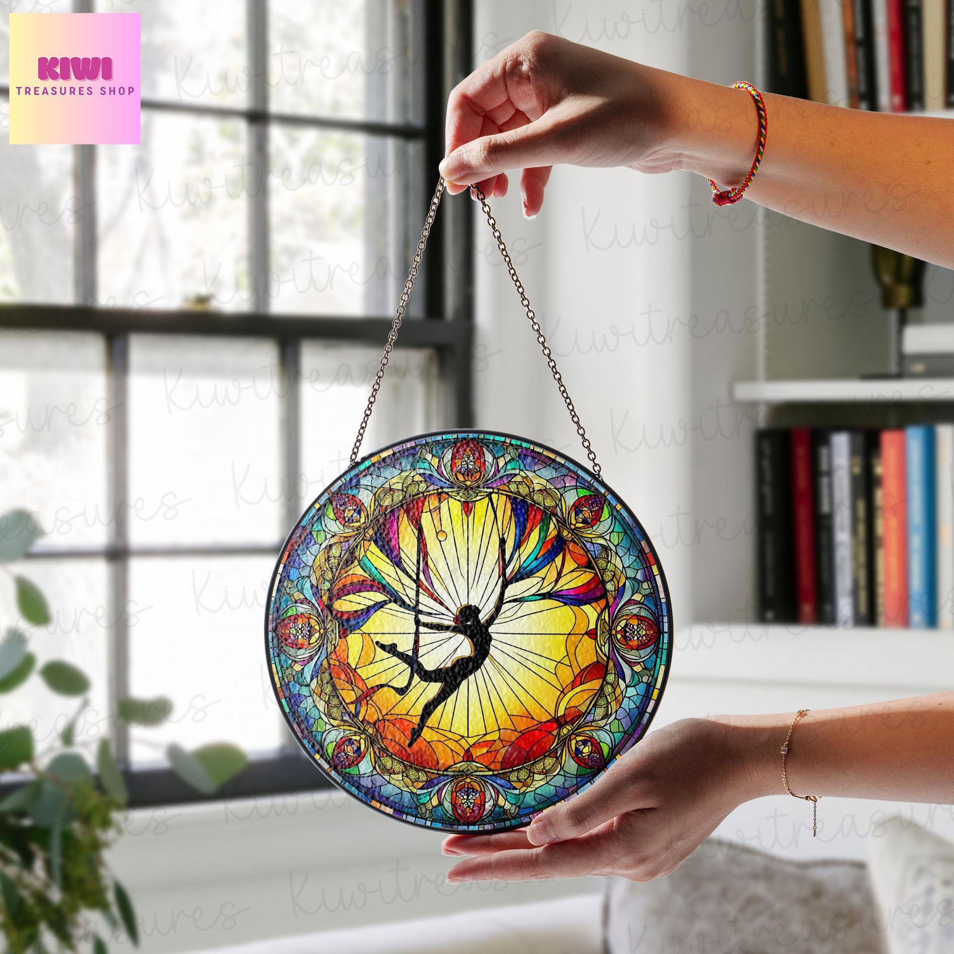 Aerial acrobatics Glass SunCatcher Window Hanging Aerial Dancer gift, Aerial acrobatics hanging window, Housewarming gift, Aerial teacher