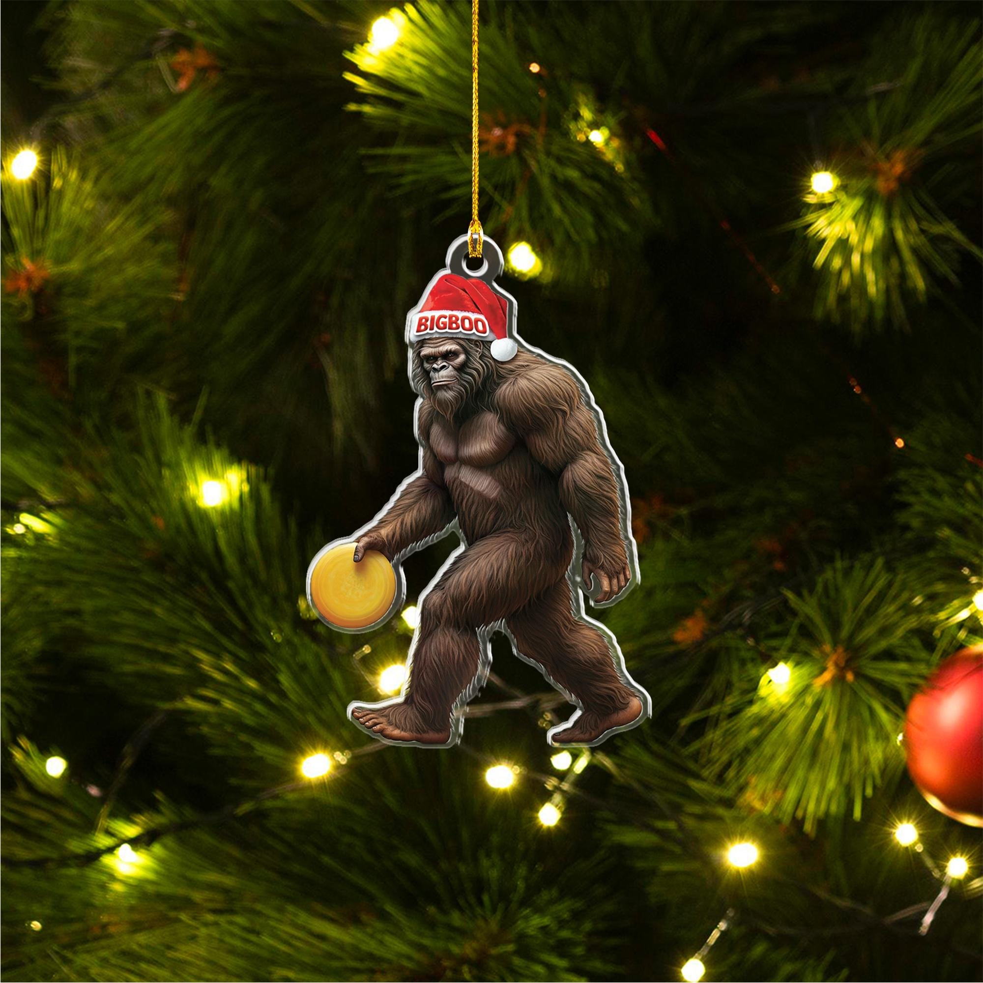 Personalized disc Golf bigfoot FLAT Ornament, 2d Flat golf ornament, Christmas decor, golfer idea gift, disc golf lovergift, gift for dad