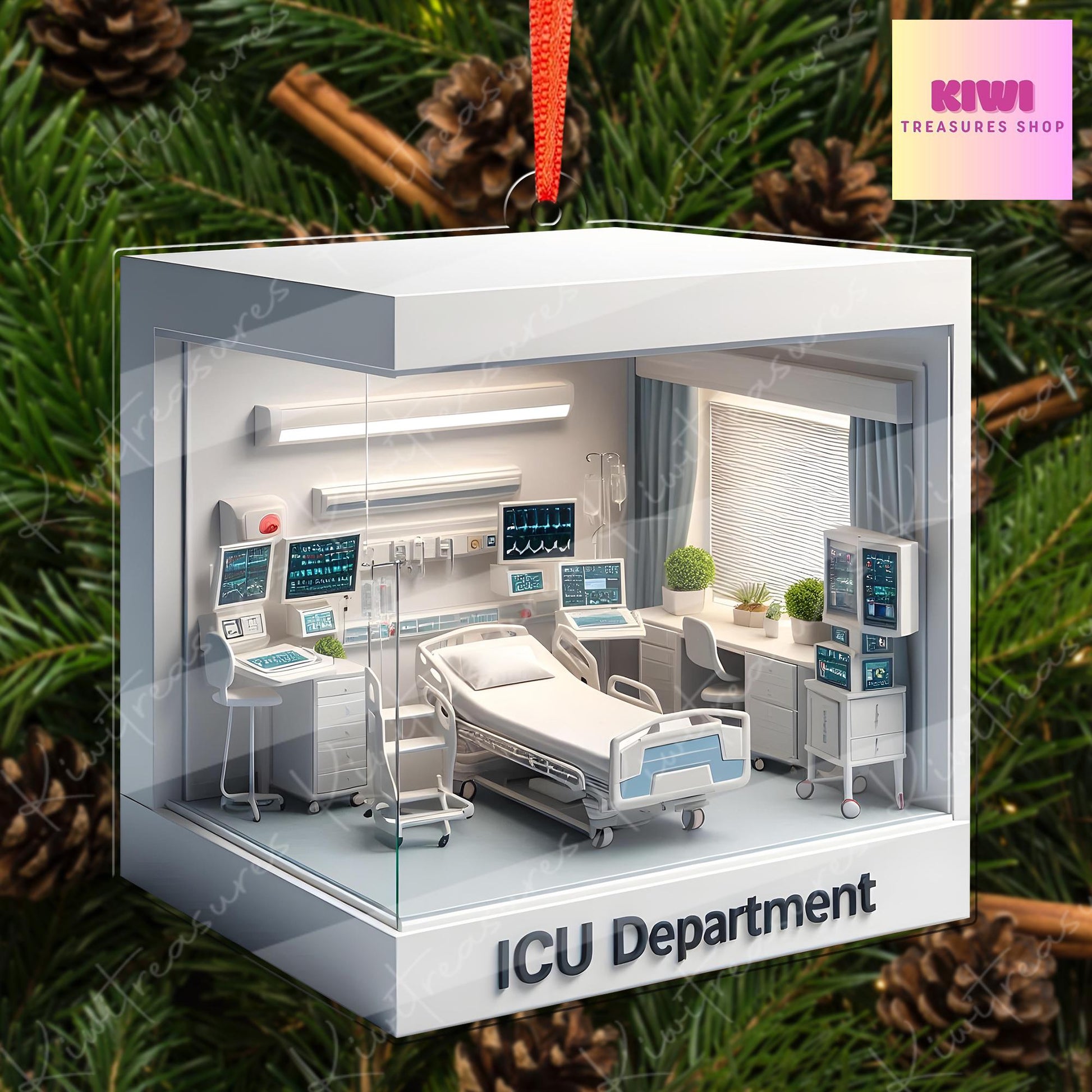 Personalized ICU Department 2D FLAT Ornament, ICU Crew Gift, Christmas Icu Nurse, New Nurse Gift, Xmas Icu Department Decor, Xmas Tree Decor