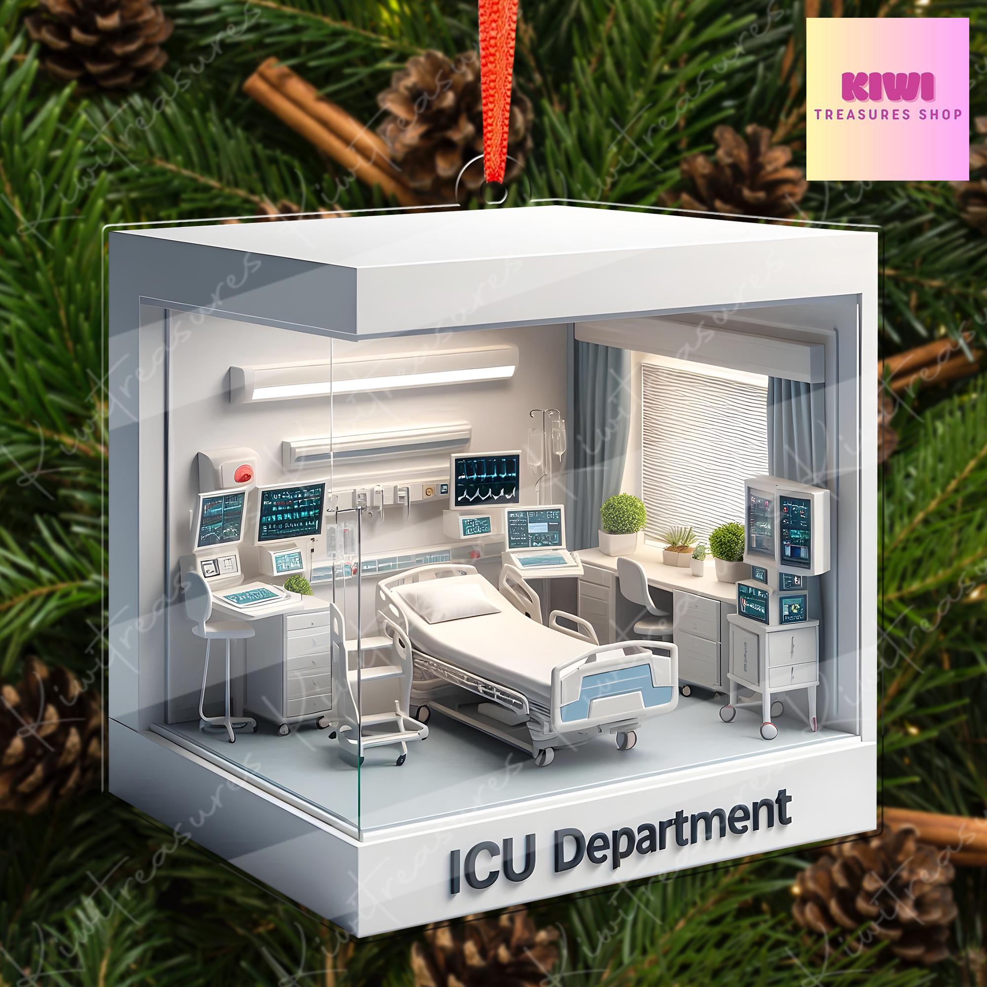 Personalized ICU Department 2D FLAT Ornament, ICU Crew Gift, Christmas Icu Nurse, New Nurse Gift, Xmas Icu Department Decor, Xmas Tree Decor