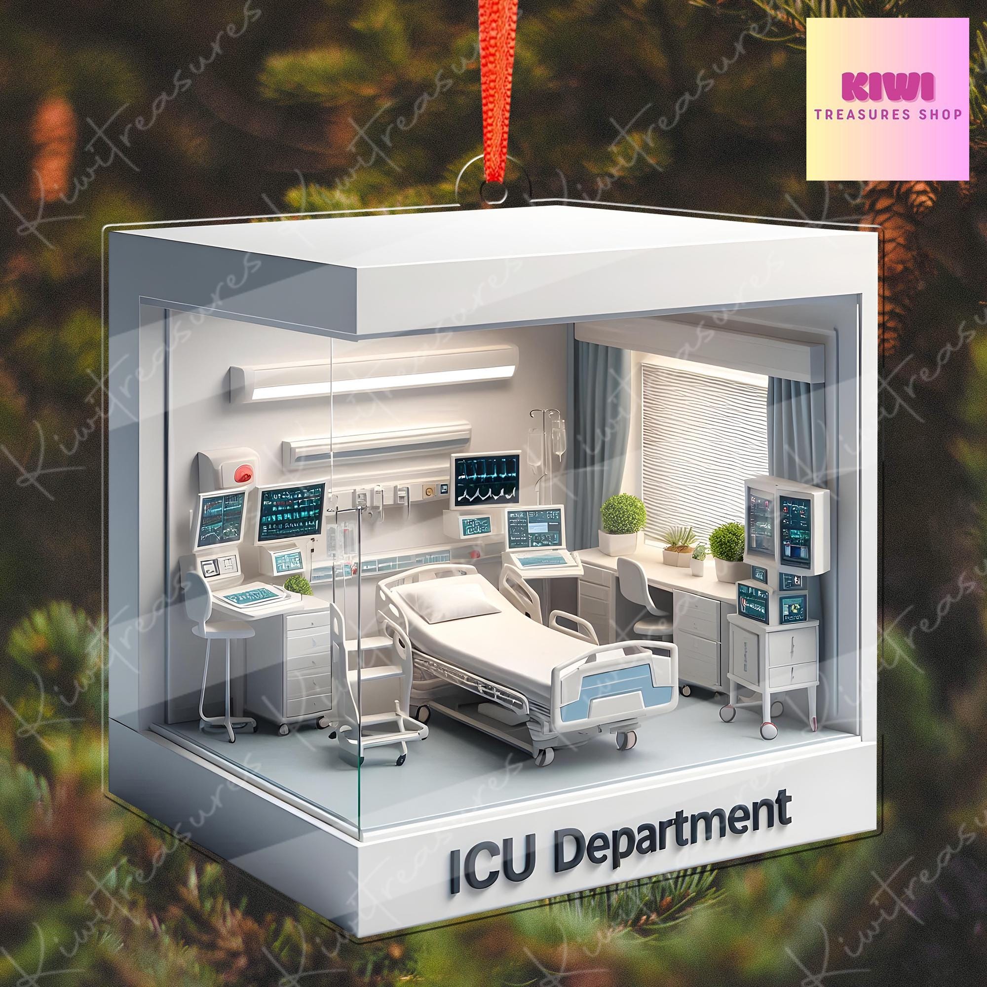 Personalized ICU Department 2D FLAT Ornament, ICU Crew Gift, Christmas Icu Nurse, New Nurse Gift, Xmas Icu Department Decor, Xmas Tree Decor