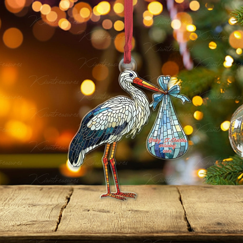 Personalized Expecting Baby FLAT Ornament, Christmas mommy to be ornament, pregnancy announcement christmas gift, family of 3