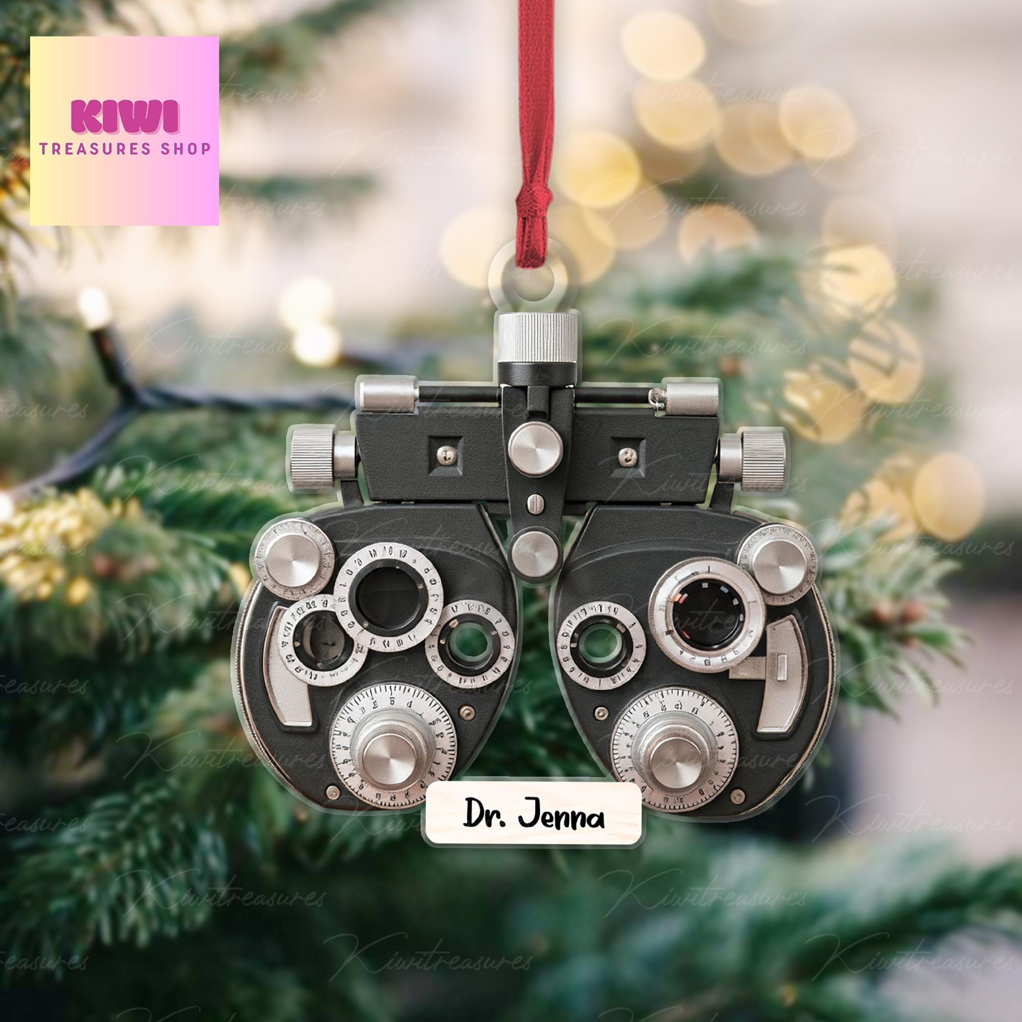 Personalized Phoropter Christmas FLAT ornament, Optometry ornament, optometrist gift for Eye doctor, Optometry gift, Phoropter NOT 3D