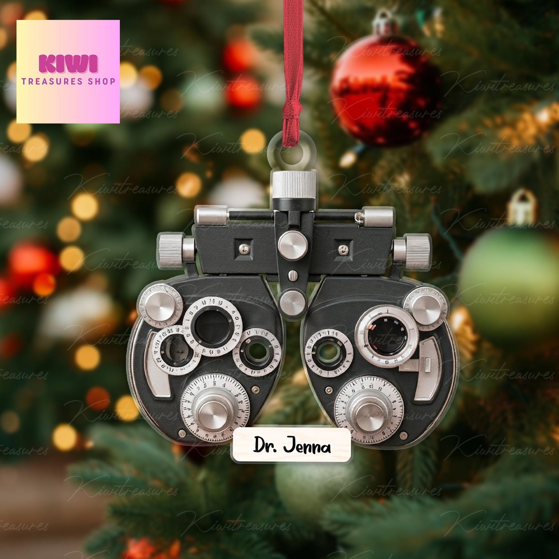 Personalized Phoropter Christmas FLAT ornament, Optometry ornament, optometrist gift for Eye doctor, Optometry gift, Phoropter NOT 3D