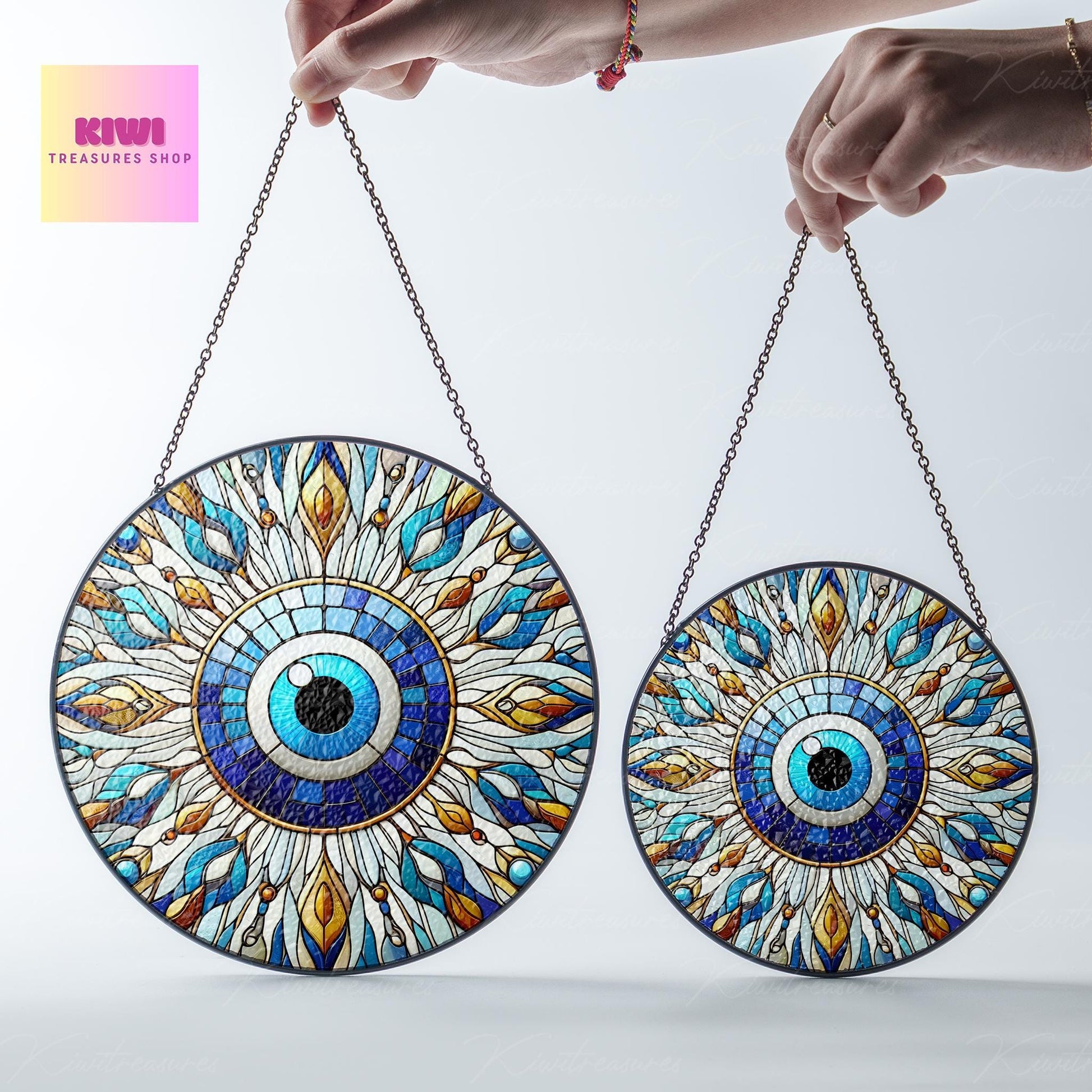 Evil eye GLASS Suncatcher, Protective home Suncatcher Ornament, Evil eye spiritual hanging, Good Luck, Protection glass Mother's day 2025