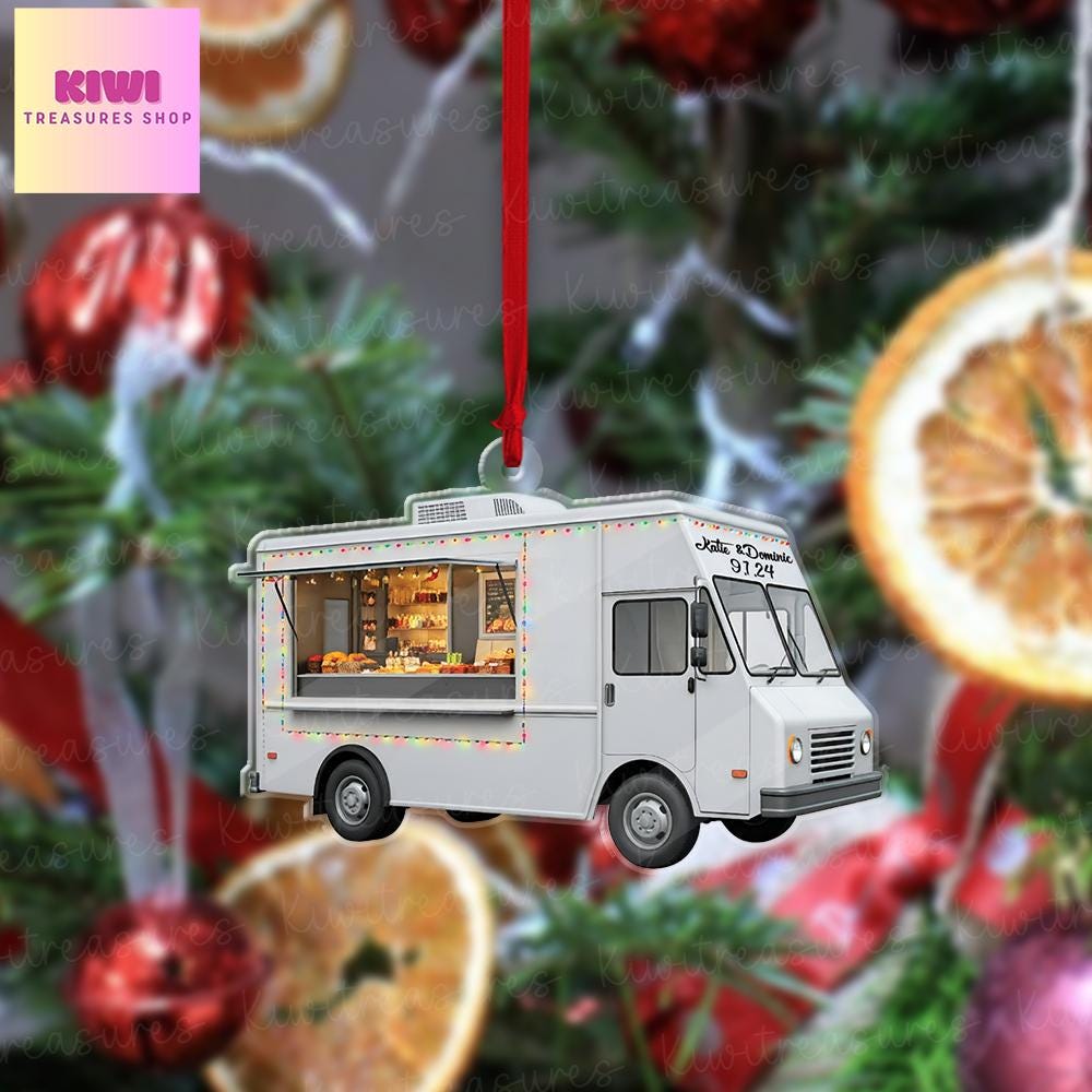 Custom food truck FLAT Ornament, foodie ornament,food truck driver idea gift, FLAT 2d ornament, food truck christmas tree hanging, NOT 3D
