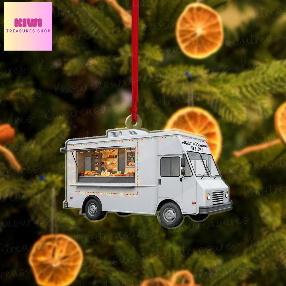 Custom food truck FLAT Ornament, foodie ornament,food truck driver idea gift, FLAT 2d ornament, food truck christmas tree hanging, NOT 3D